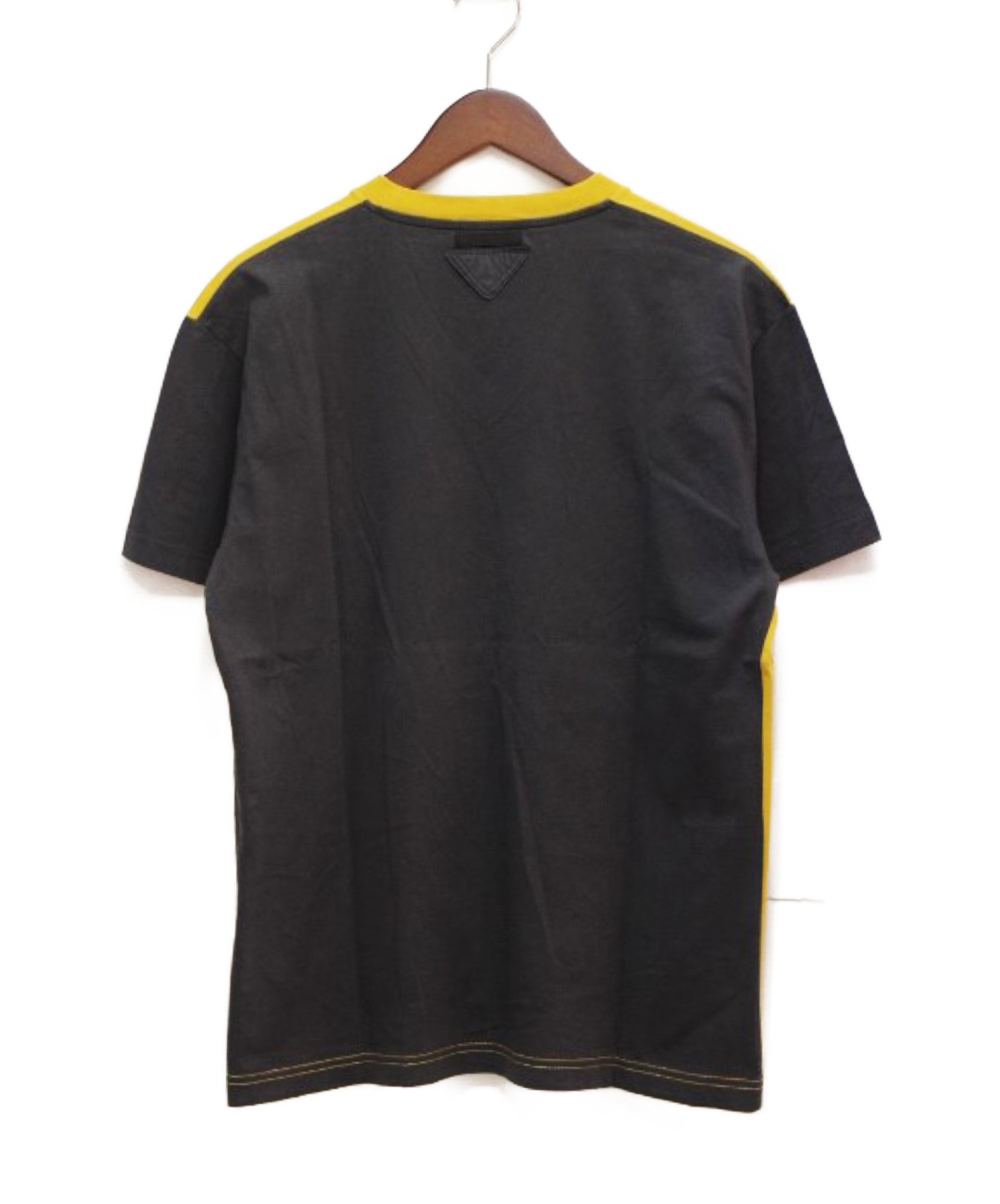中古・古着通販】PRADA (プラダ) パッチワークTシャツ イエロー×グレー  