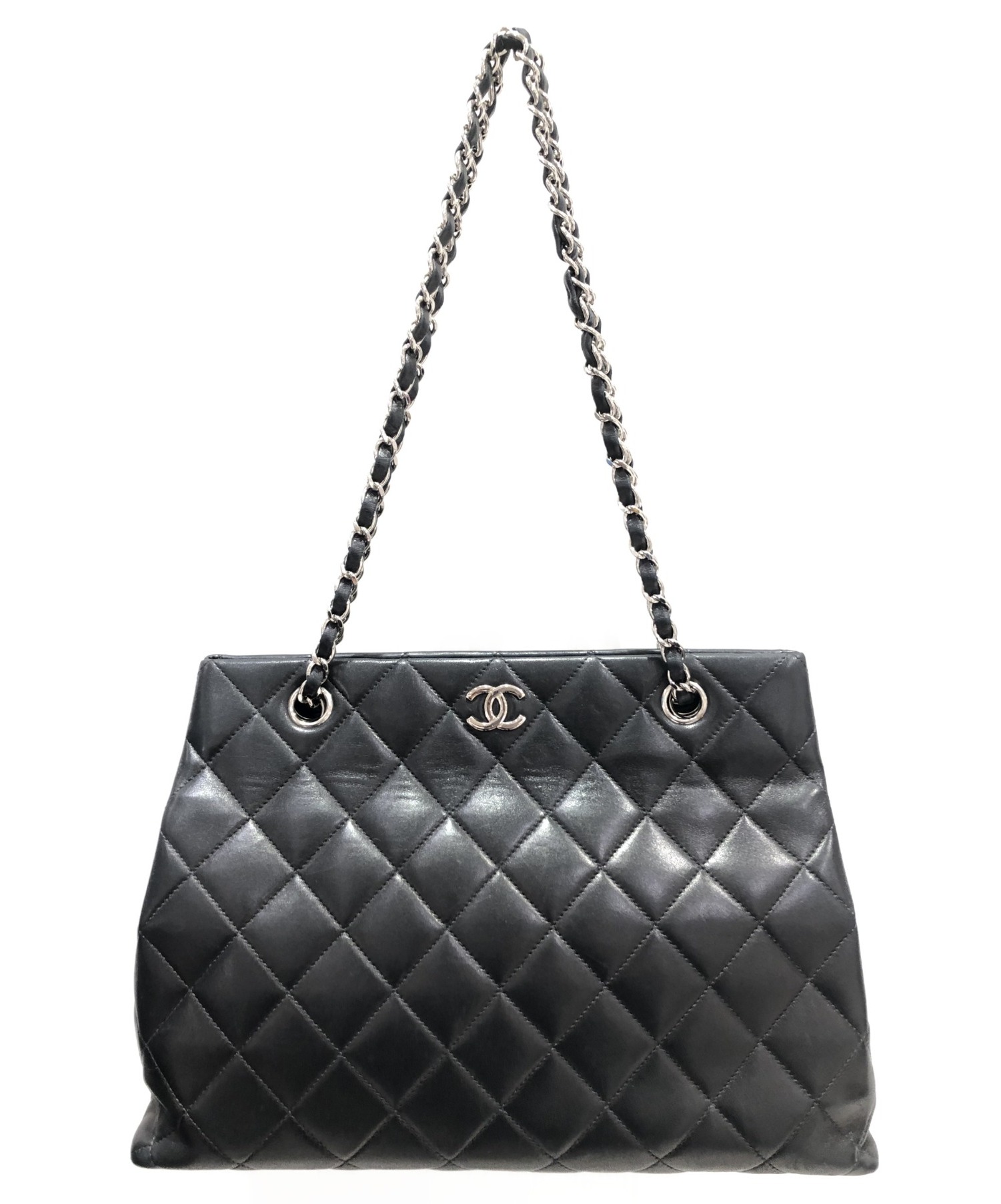 中古・古着通販】CHANEL (シャネル) チェーントートバッグ ブラック  