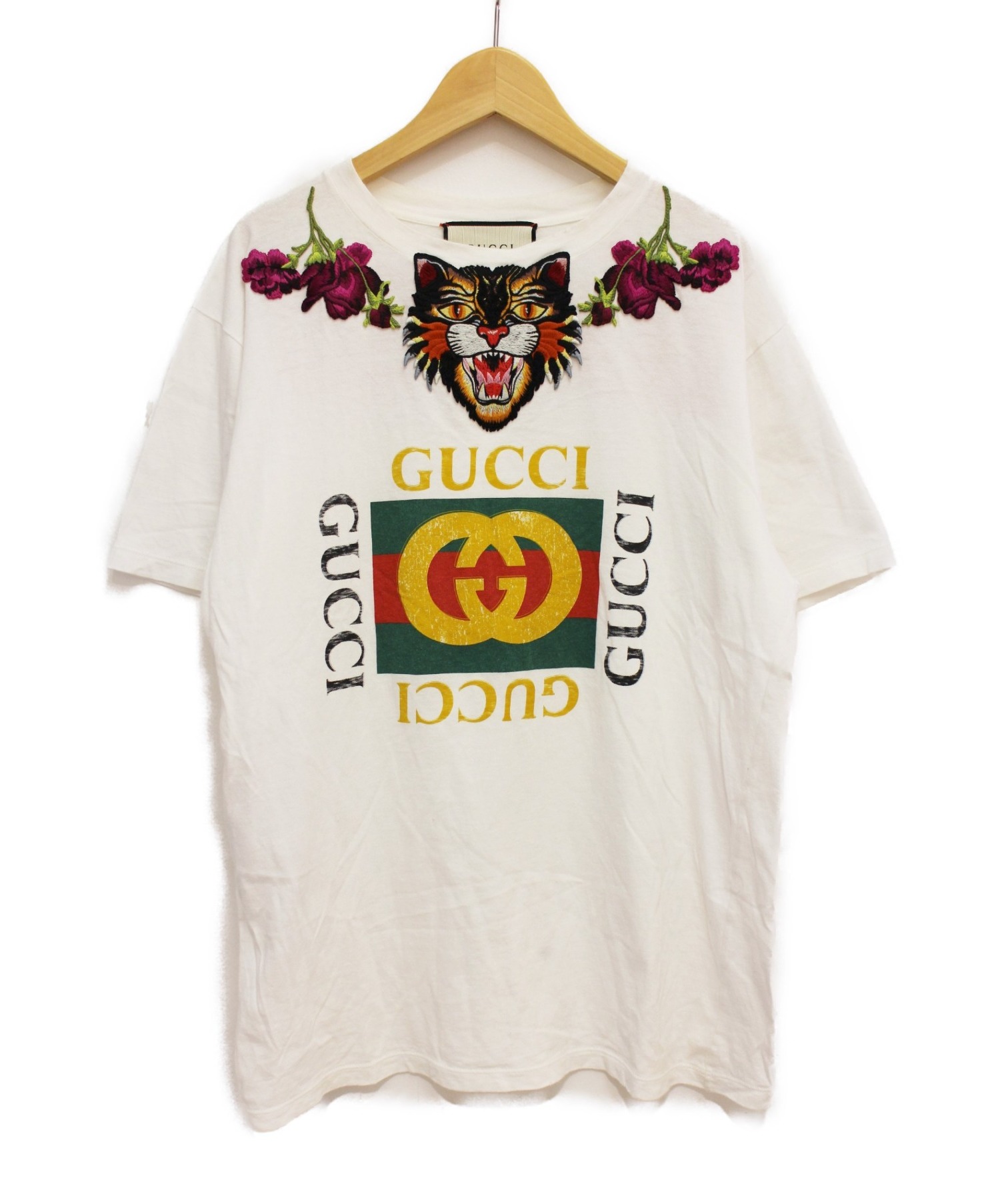 【希少】GUCCI アングリーキャット Tシャツ エンブロイダリー 希少】GUCCI アングリーキャット Tシャツ エンブロイダリー 【公式通販】