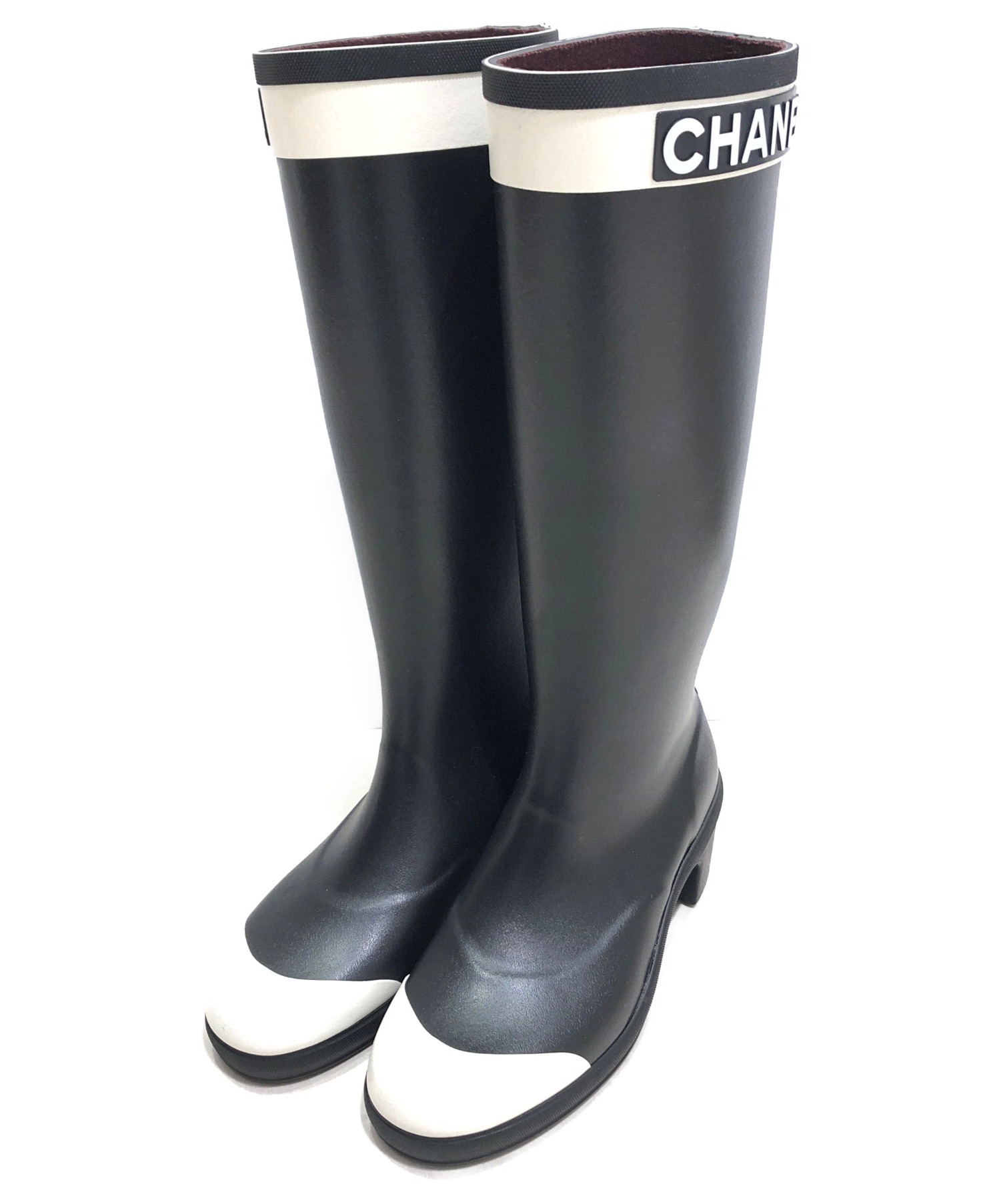 中古・古着通販】CHANEL (シャネル) レインブーツ ブラック サイズ:38