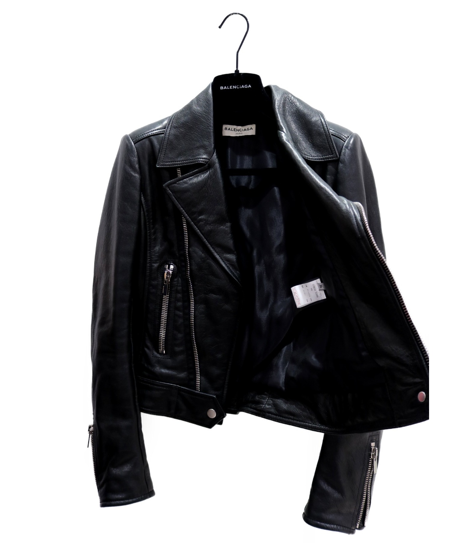 BALENCIAGA バレンシアガ ライダース革ジャン ブラック 36