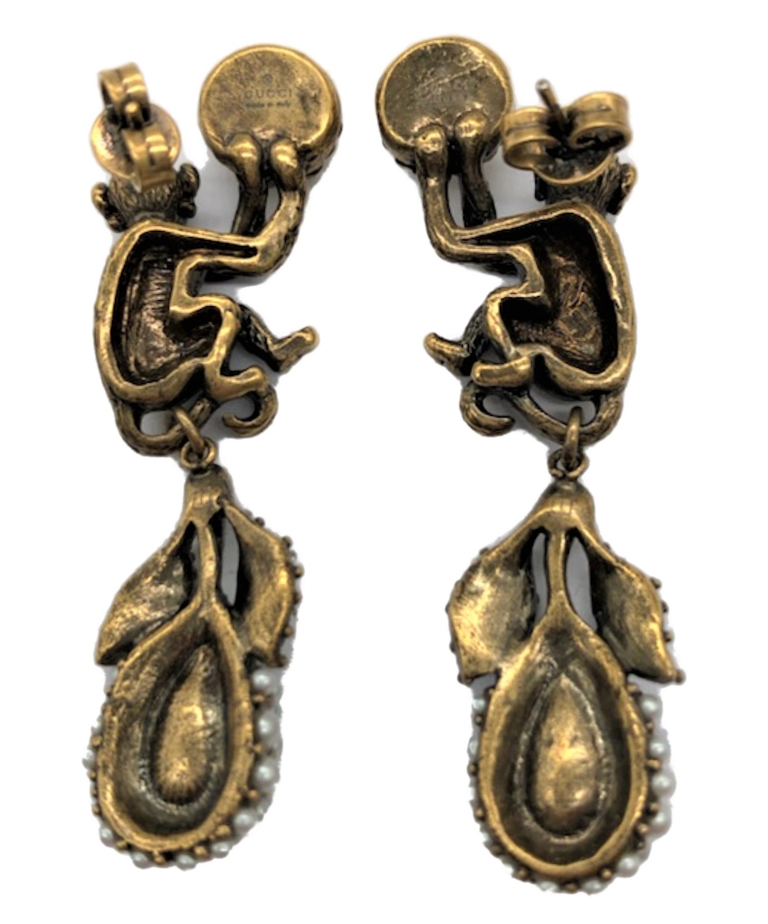 0006□GUCCIグッチモンキーパールピアス