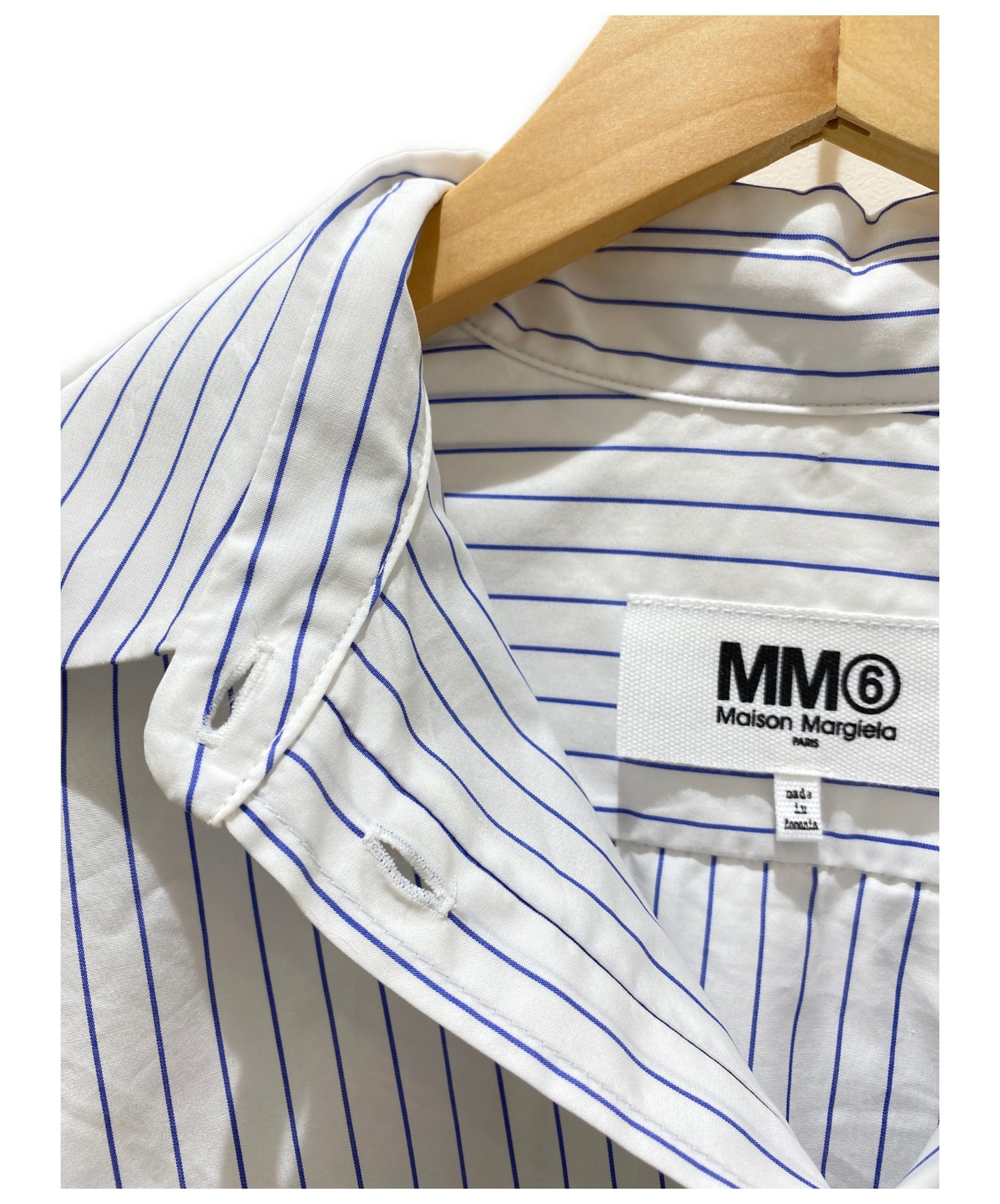 MM6 Maison Margiela (エムエムシックス メゾン マルジェラ) ボリュームスリーブストライプクロップドシャツ ホワイト サイズ:36