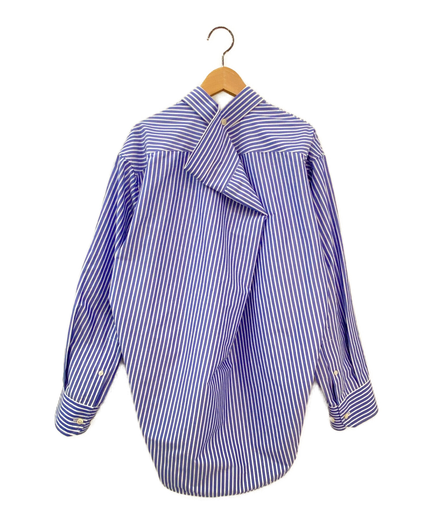 BALENCIAGA バレンシアガ ピンチヂカラーオーバーサイズストライプシャツ ブルー サイズ:
