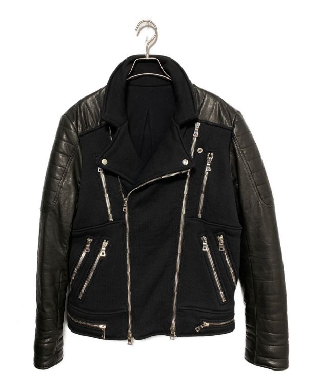 中古・古着通販】BALMAIN (バルマン) レザー切替ライダースジャケット 