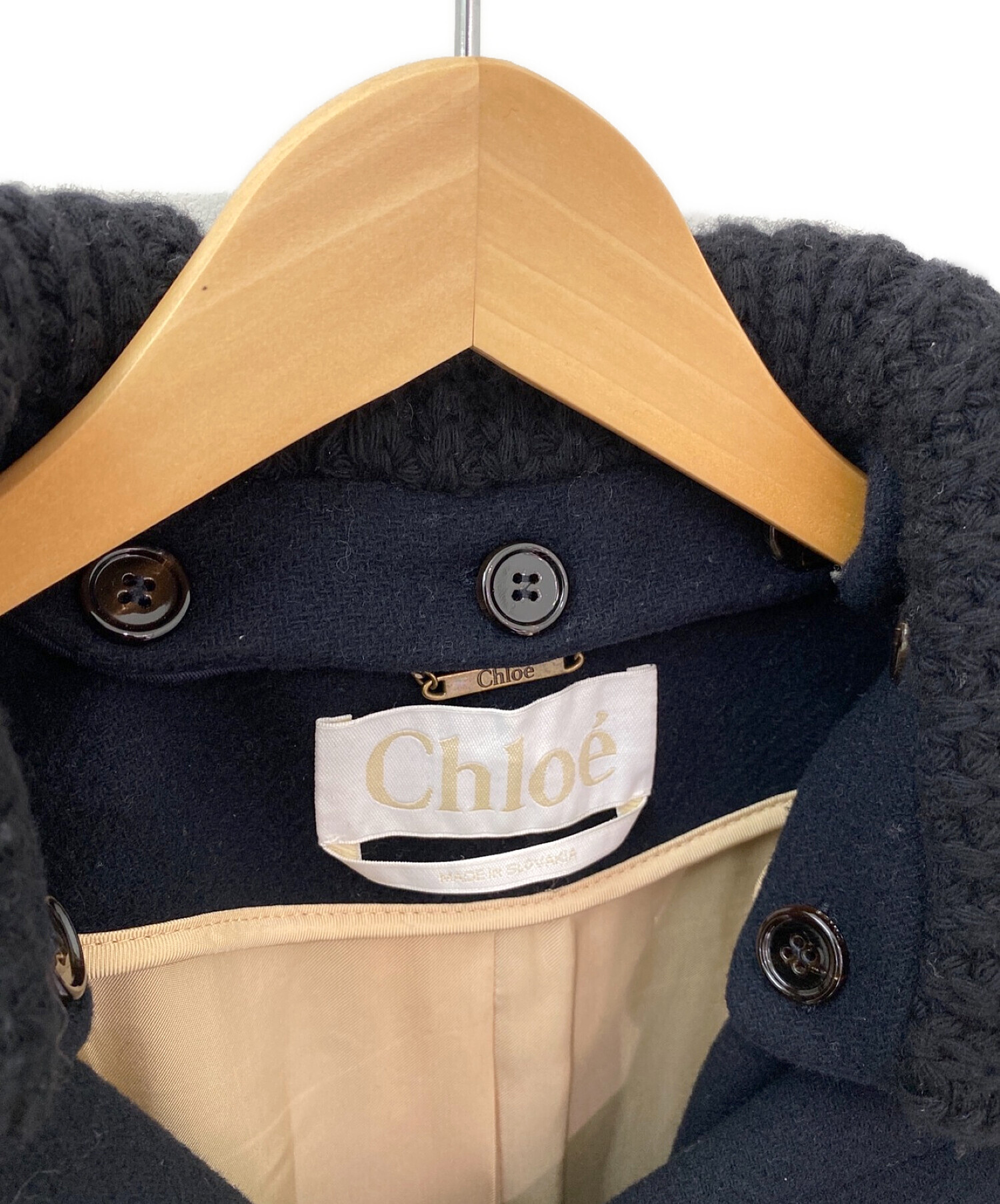 中古・古着通販】Chloe (クロエ) ハーフウールコート ネイビー サイズ 