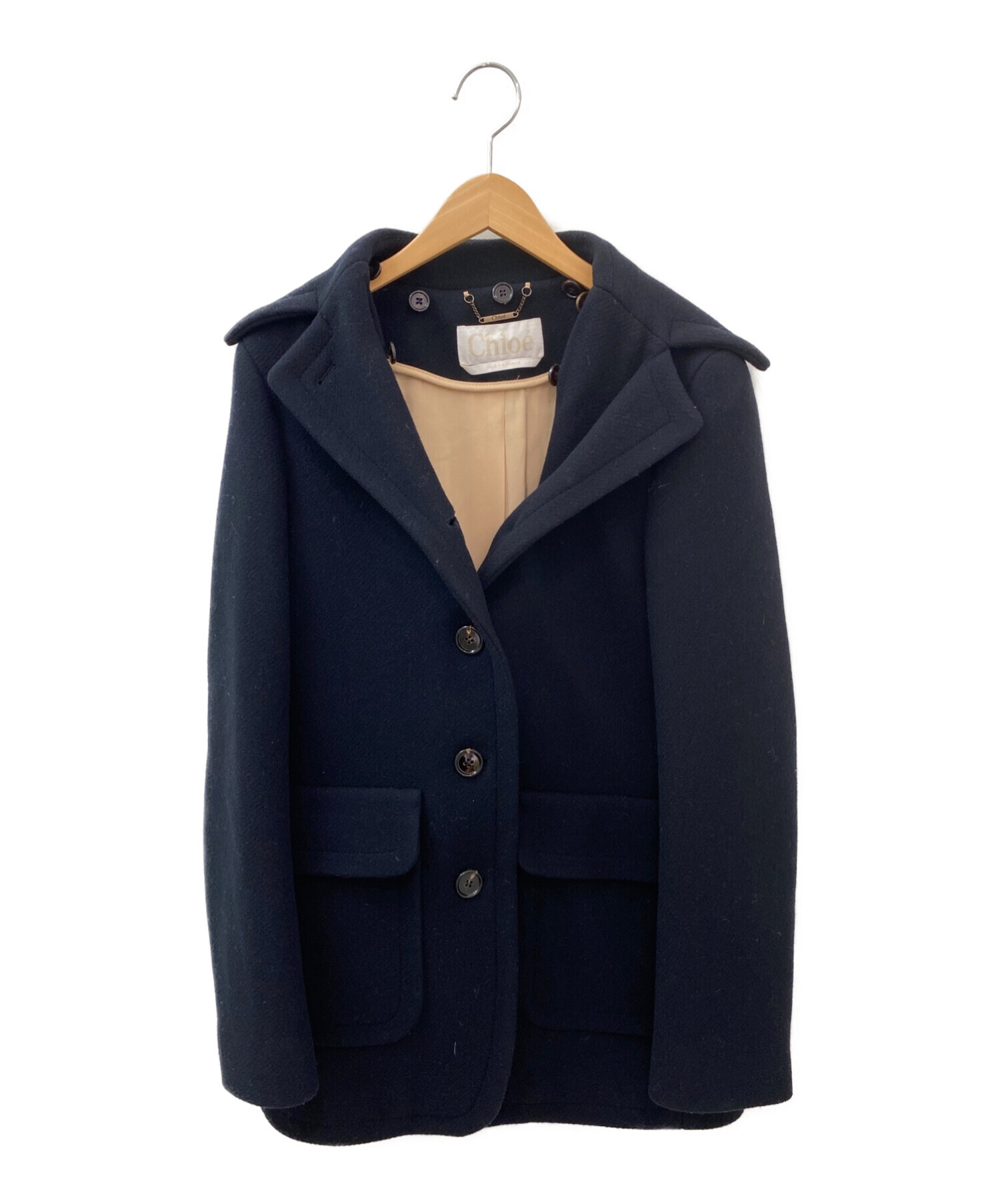 中古・古着通販】Chloe (クロエ) ハーフウールコート ネイビー サイズ 