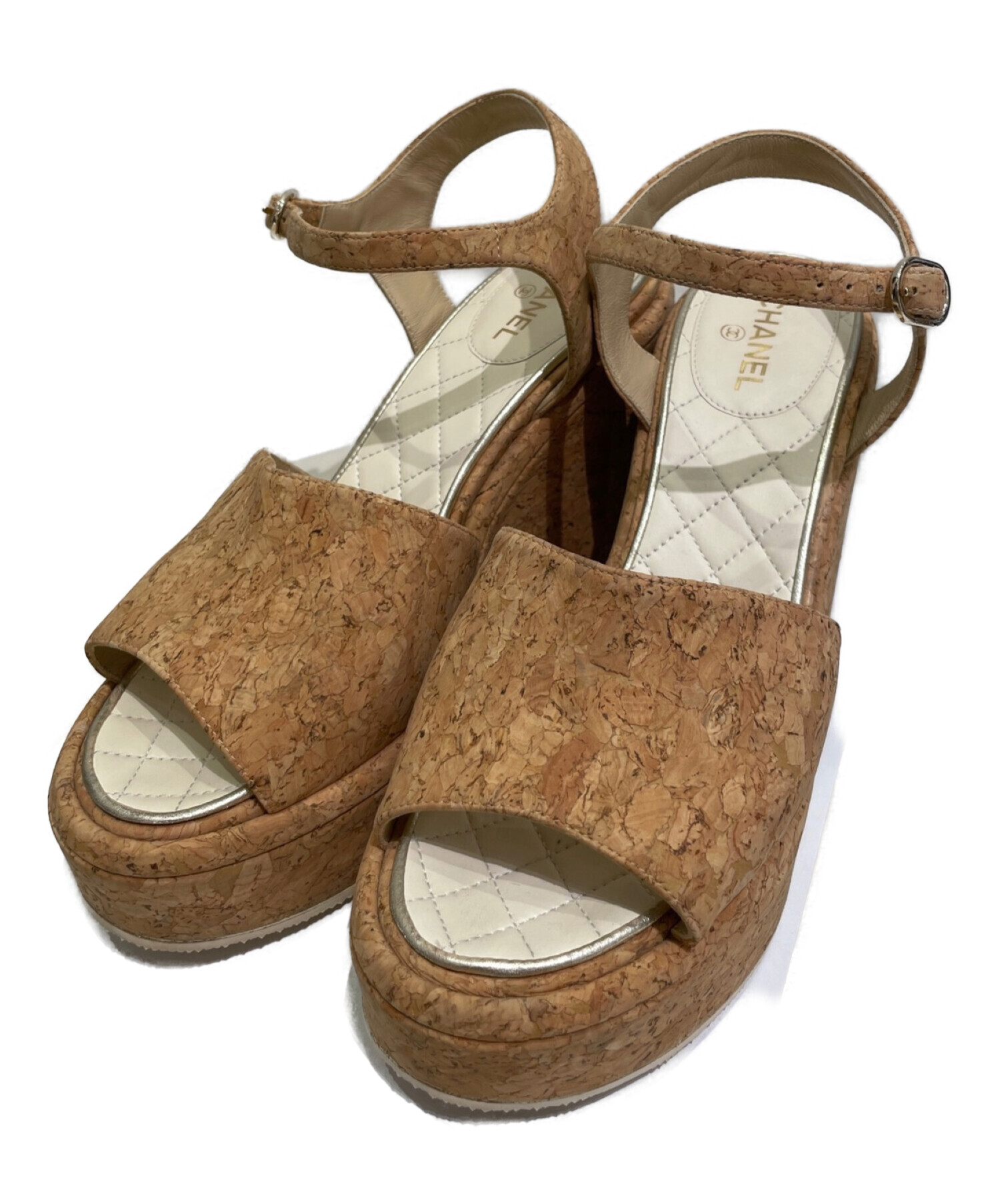 エ*✨様 【CHANEL】シャネル　コルクウェッジ パテント サンダル ミュール エ*✨様 【CHANEL】シャネル コルクウェッジ パテント サンダル