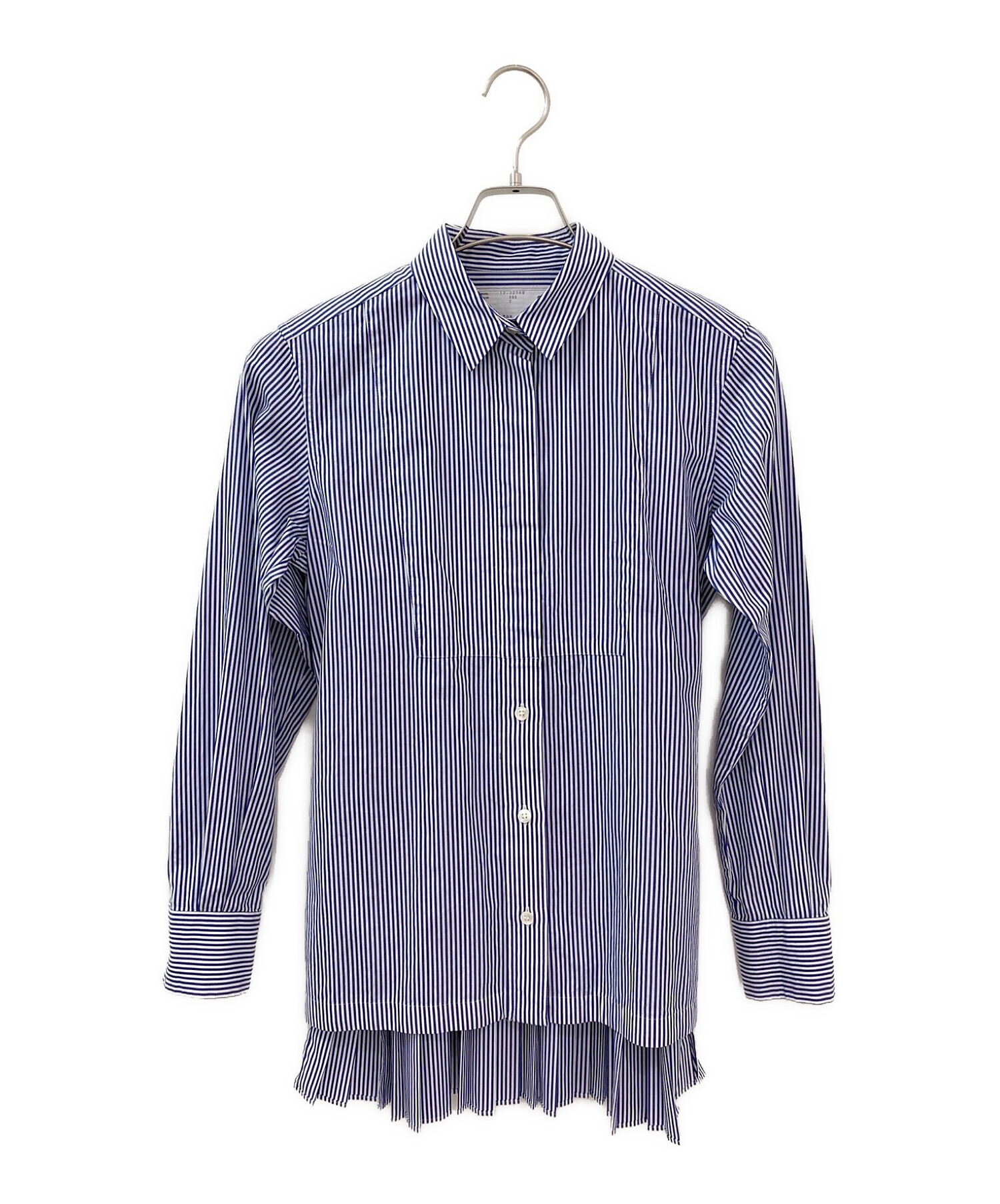 sacai (サカイ) ベルト付きストライプシャツ ブルー サイズ:２