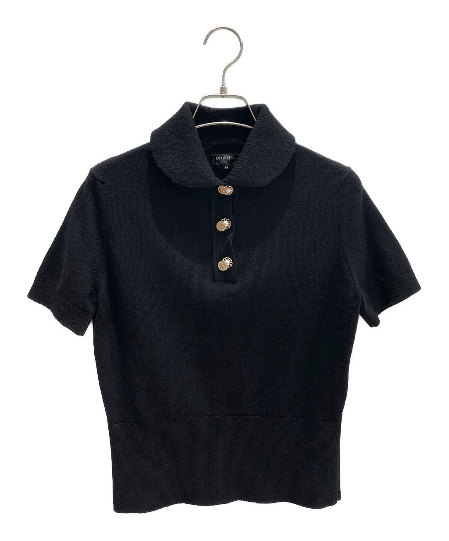 CHANEL (シャネル) ニットポロシャツ ブラック サイズ:34