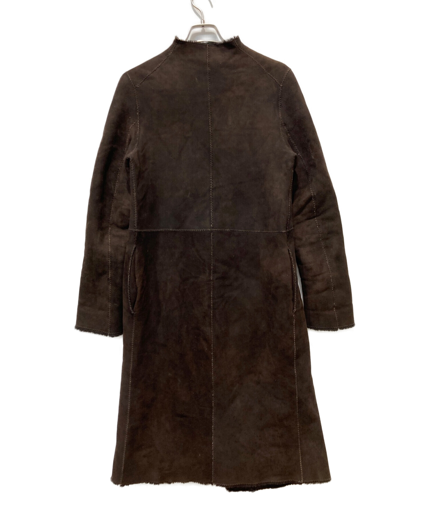 中古・古着通販】MARNI (マルニ) ノーカラームートンコート ブラウン 