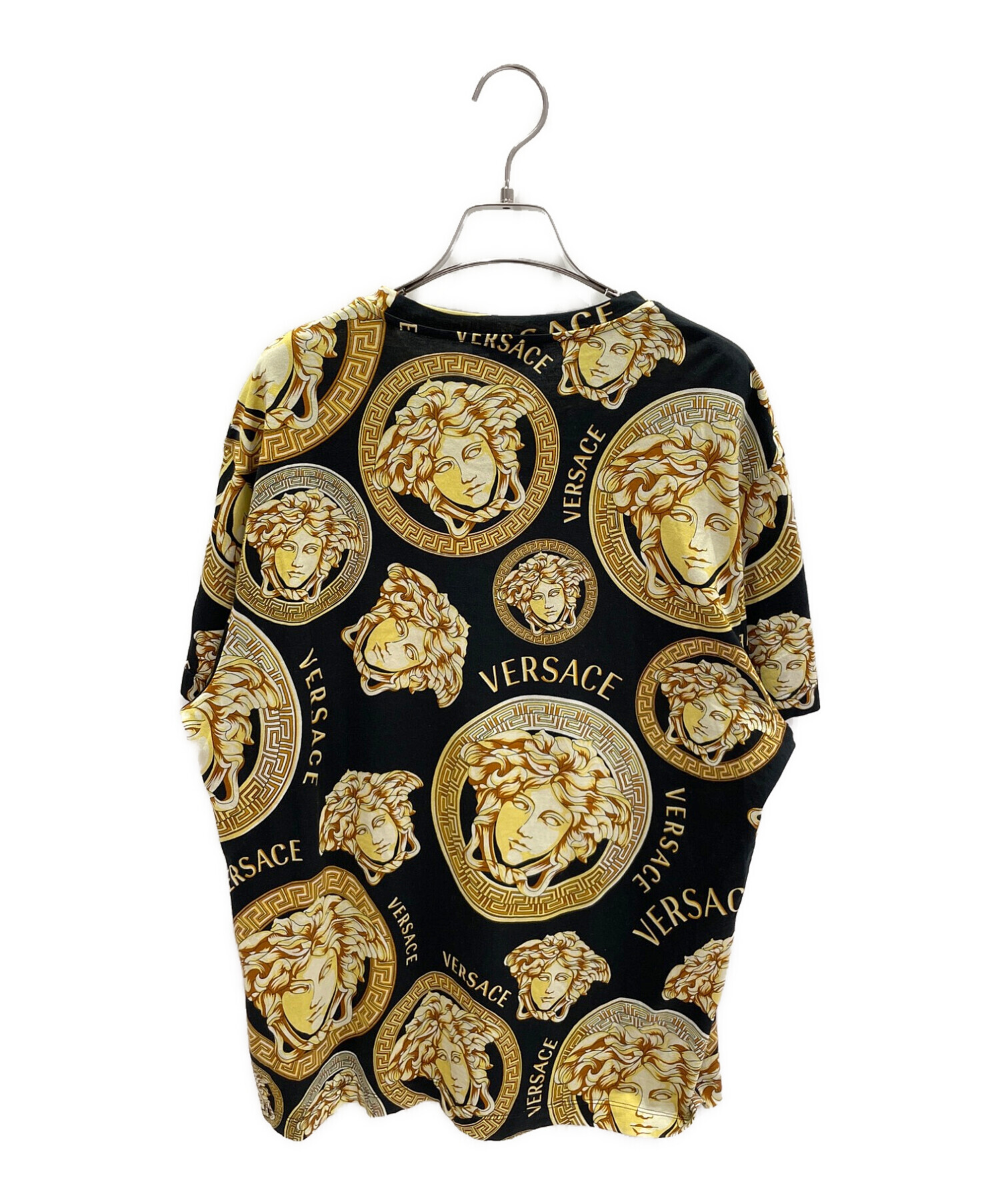 VERSACE (ヴェルサーチ) メデューサロゴTシャツ ブラック×ゴールド サイズ:M