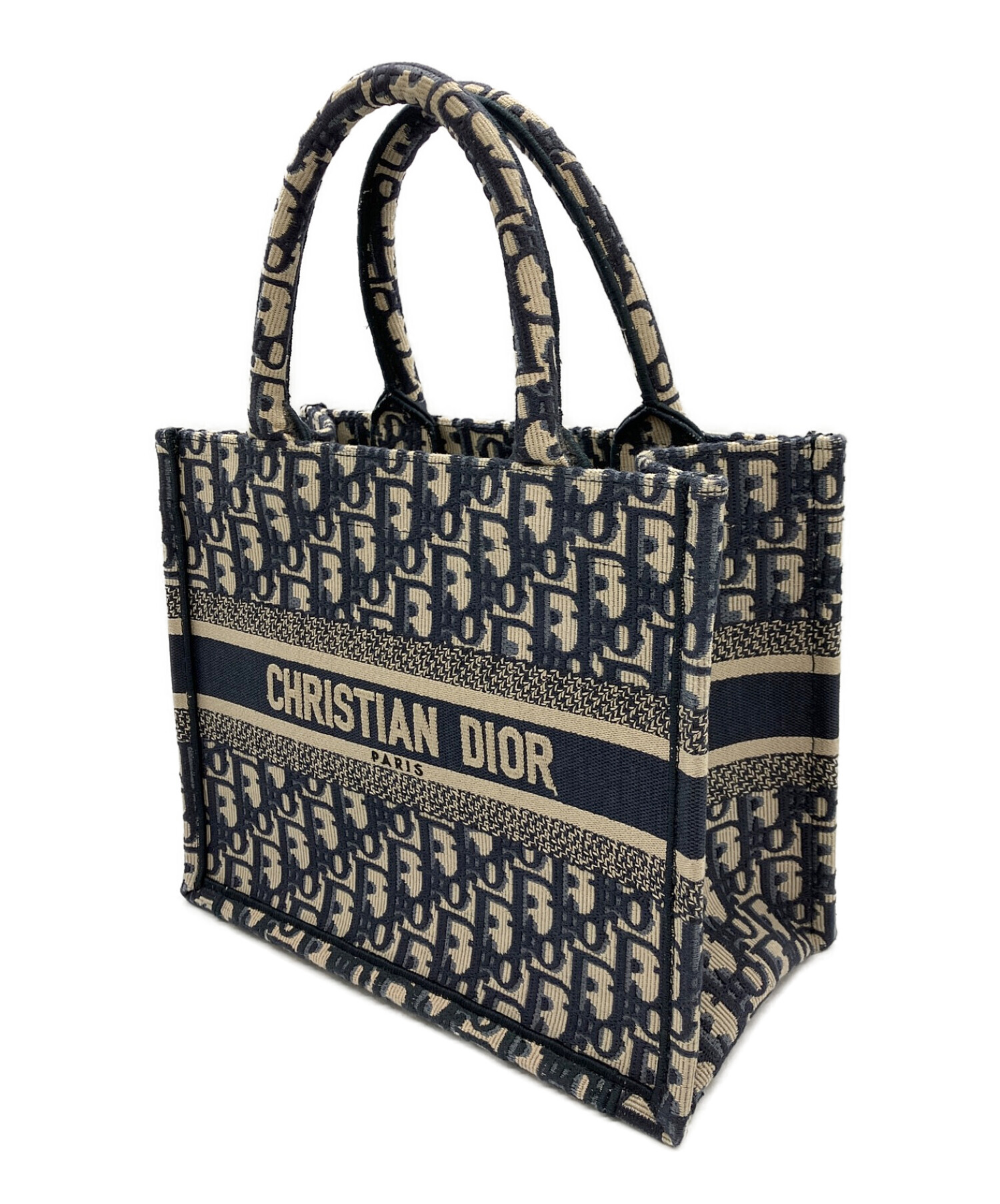 Christian Dior (クリスチャン ディオール) ブックトートスモールバッグ アイボリー×ネイビー