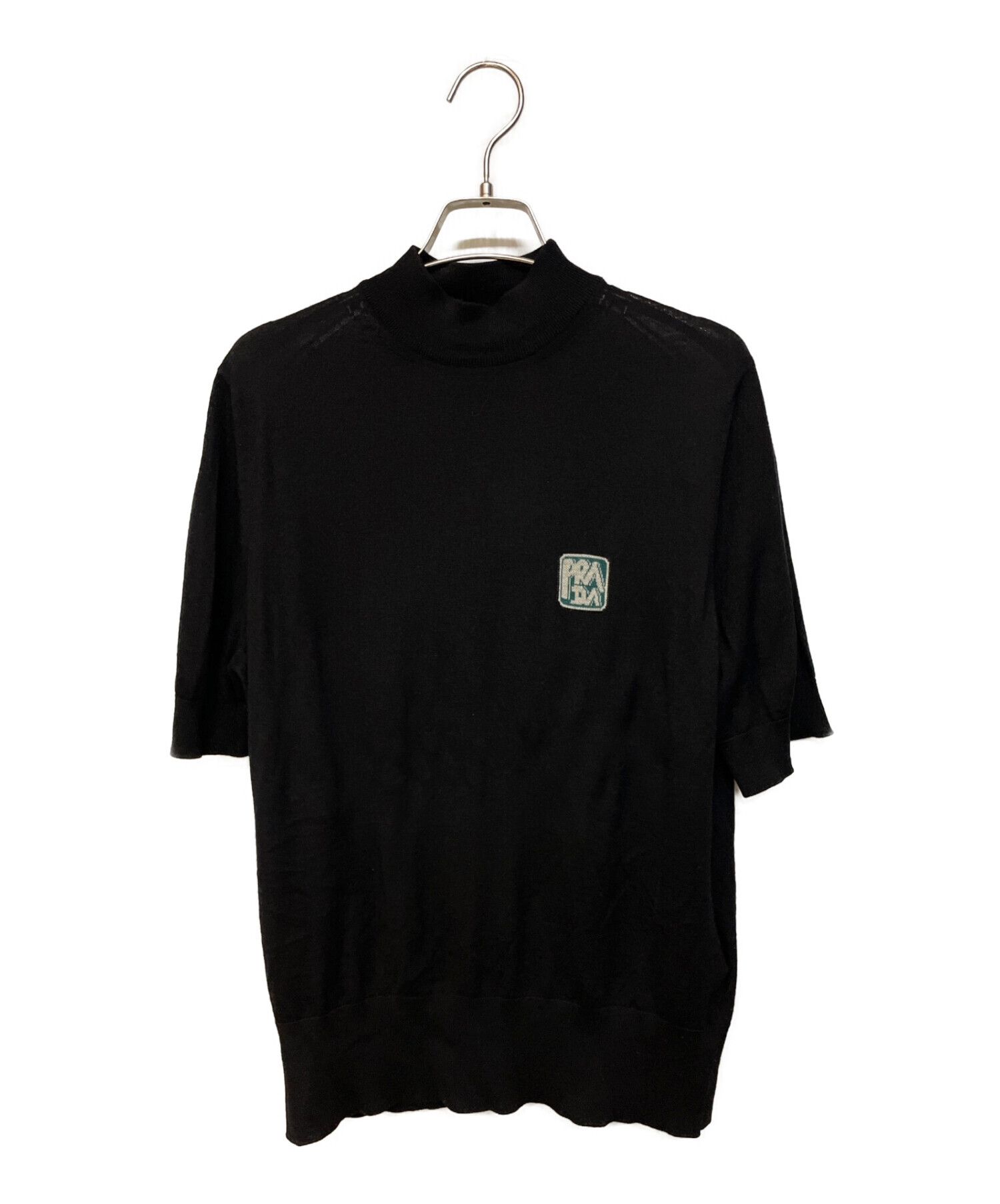 中古・古着通販】PRADA (プラダ) ロゴ半袖ニット ブラック 