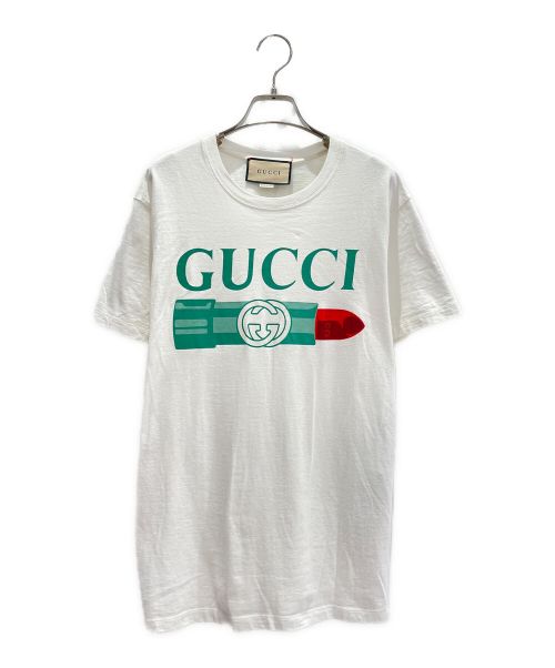 中古・古着通販】GUCCI (グッチ) ロゴプリントTシャツ ホワイト サイズ 