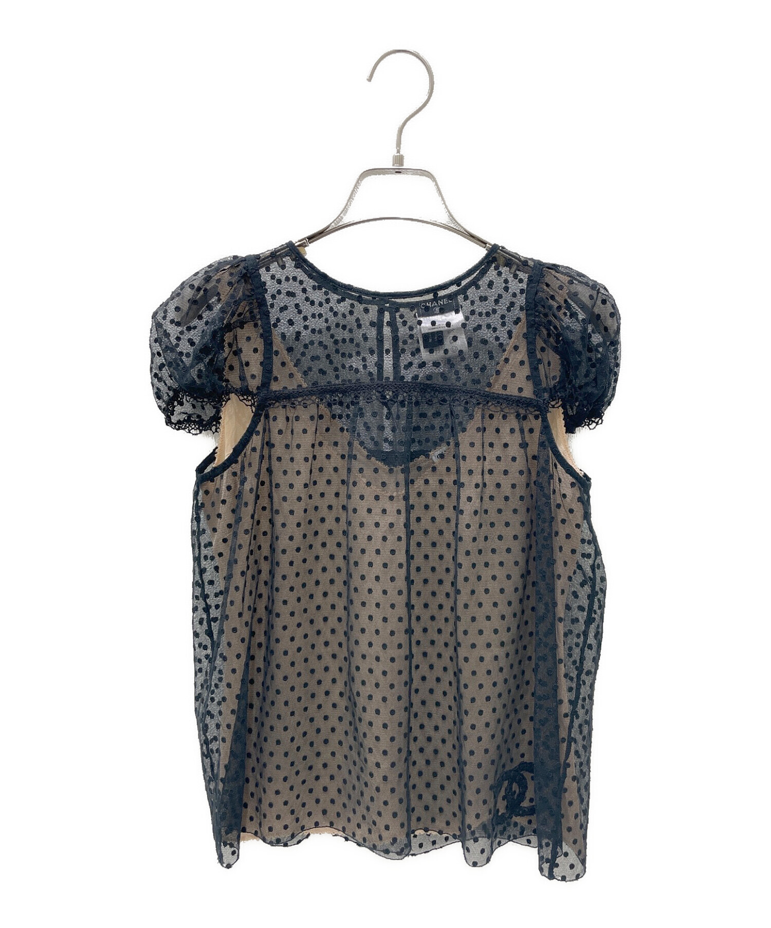 中古・古着通販】CHANEL (シャネル) Dot blouse ブラック サイズ:34 