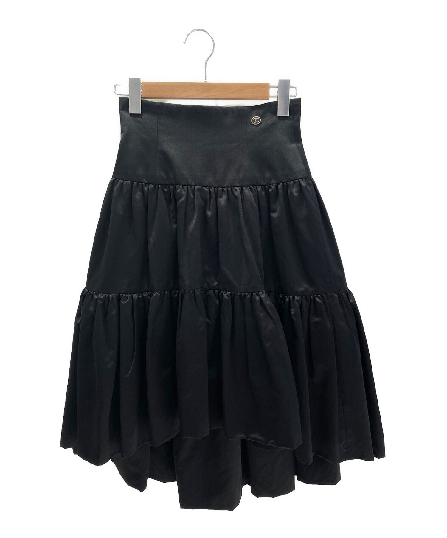 CHANEL (シャネル) ギャザースカート ブラック サイズ:34