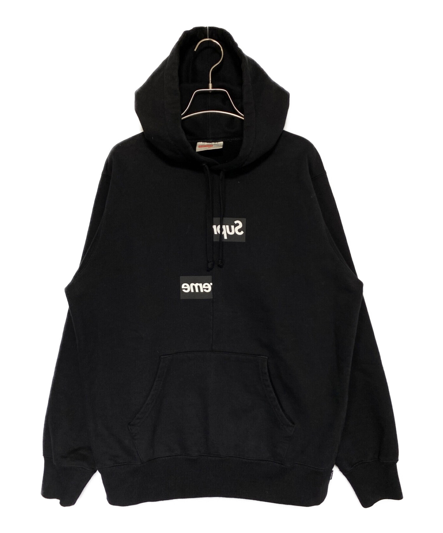 blacksupreme split box logo hooded sweatshirt