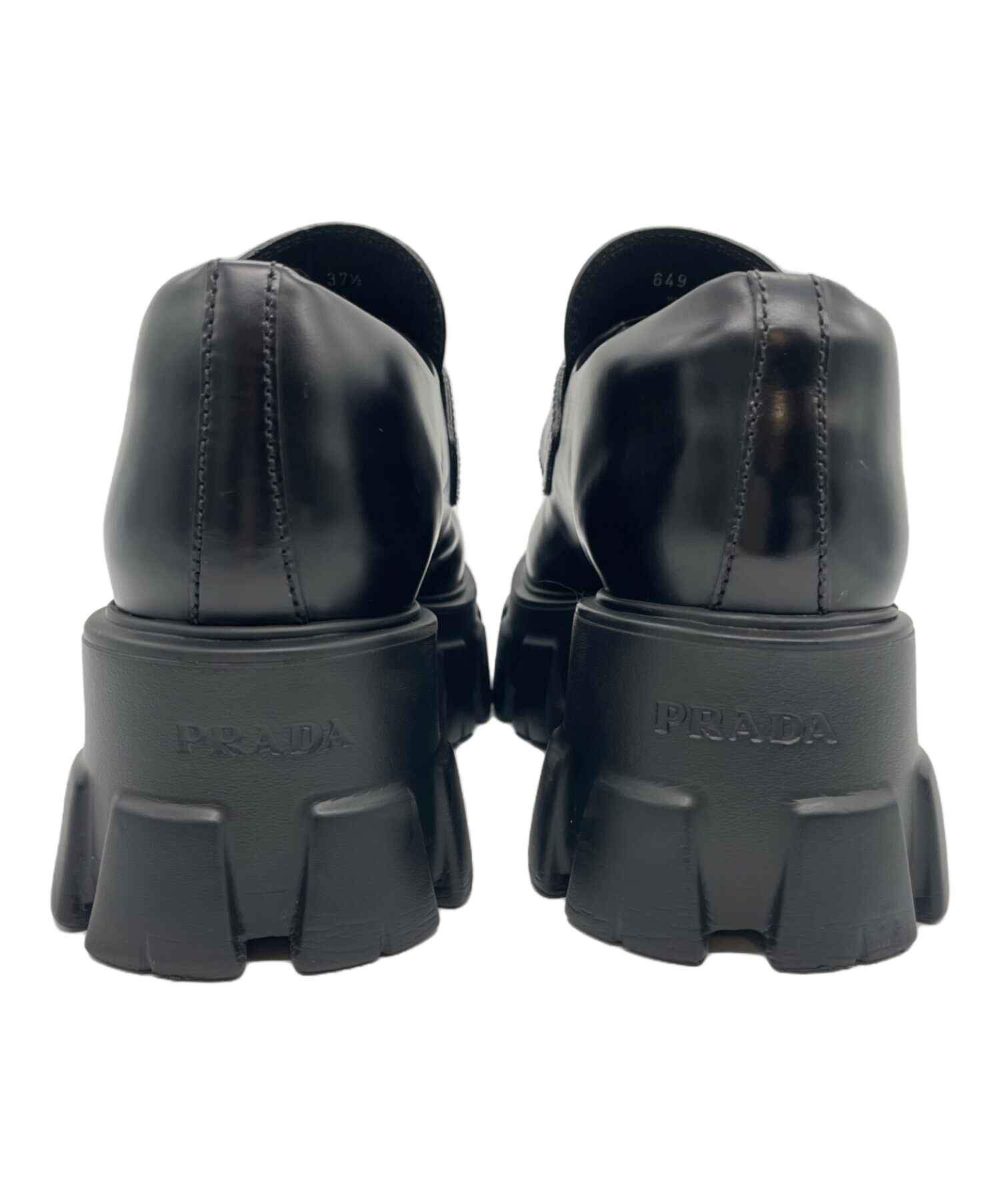 箱付き】PRADA モノリス ブラッシュドレザー ローファー 中古 箱付き】PRADA モノリス ブラッシュドレザー ローファー 中古