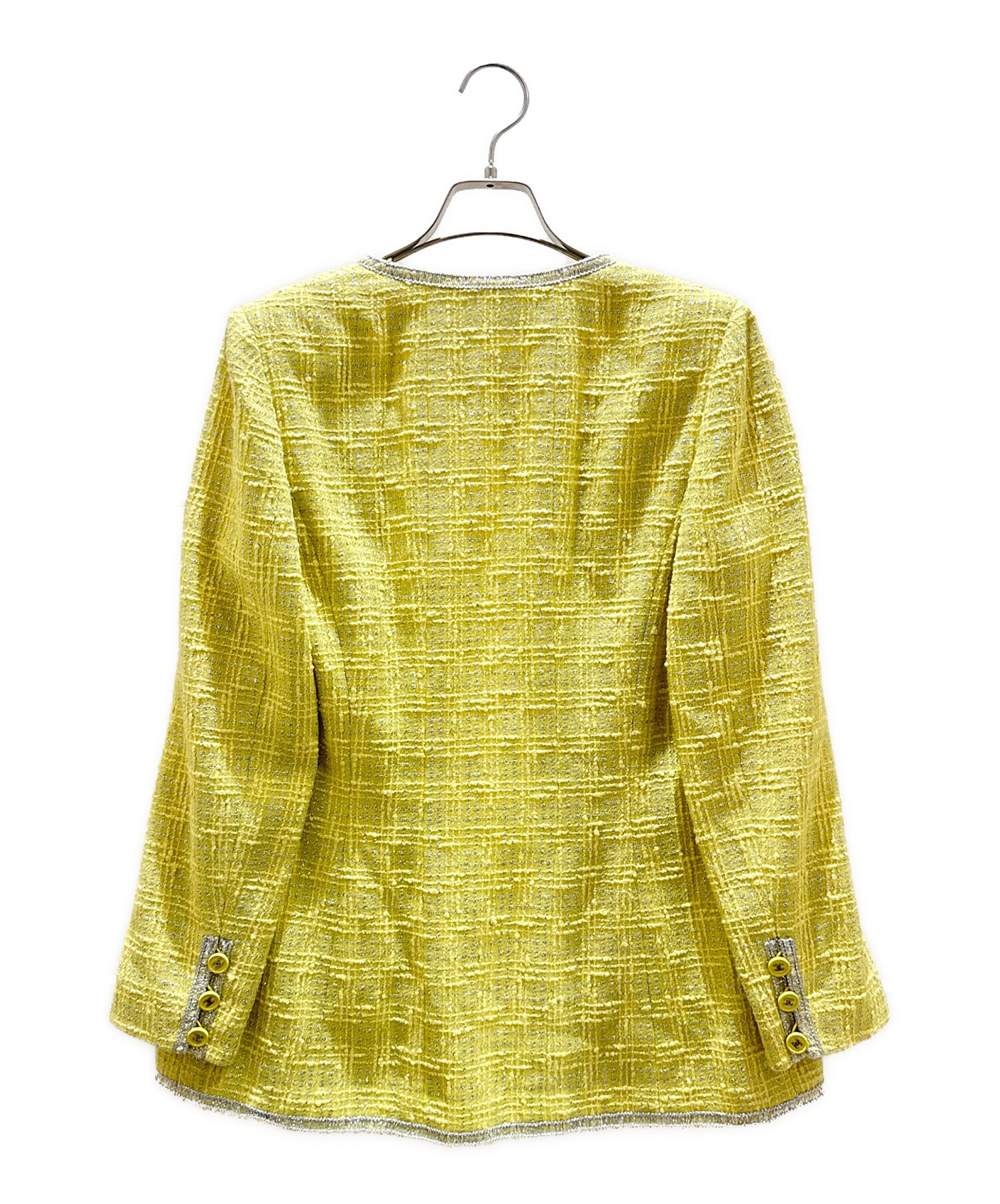 希少 CHANEL ファンタージ ツイード ジャケット 黄色 美品 CHANEL ツイードジャケット サイズ40