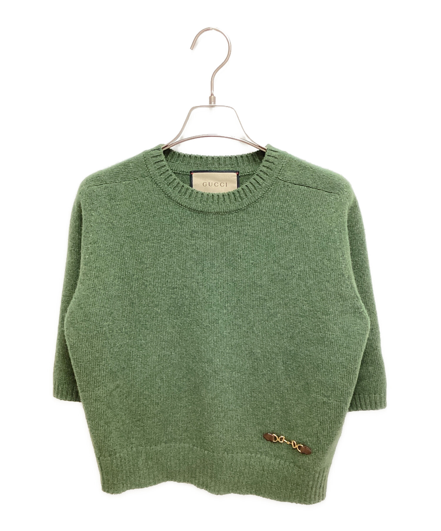 中古・古着通販】GUCCI (グッチ) カシミヤビットニット オリーブ 