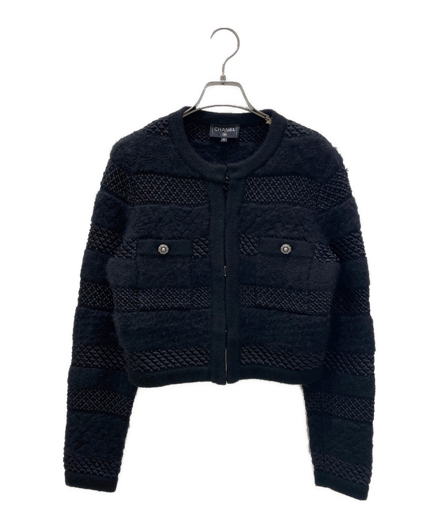 中古・古着通販】CHANEL (シャネル) ノーカラーニットジャケット  