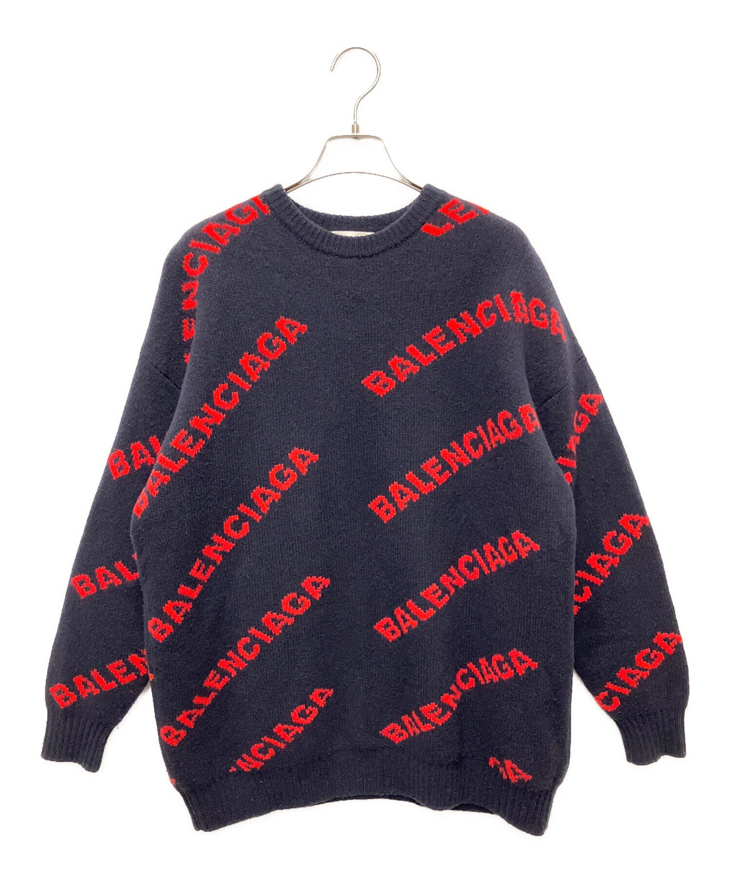 中古・古着通販】BALENCIAGA (バレンシアガ) オールオーバーロゴニット 