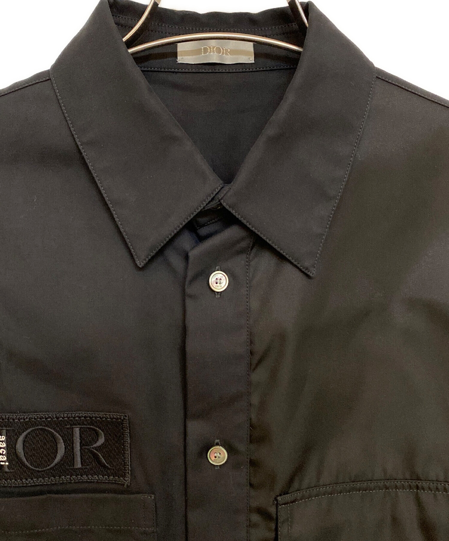 Dior (ディオール) sacai (サカイ) ロゴ刺繍オーバーサイズシャツ ブラック サイズ:41