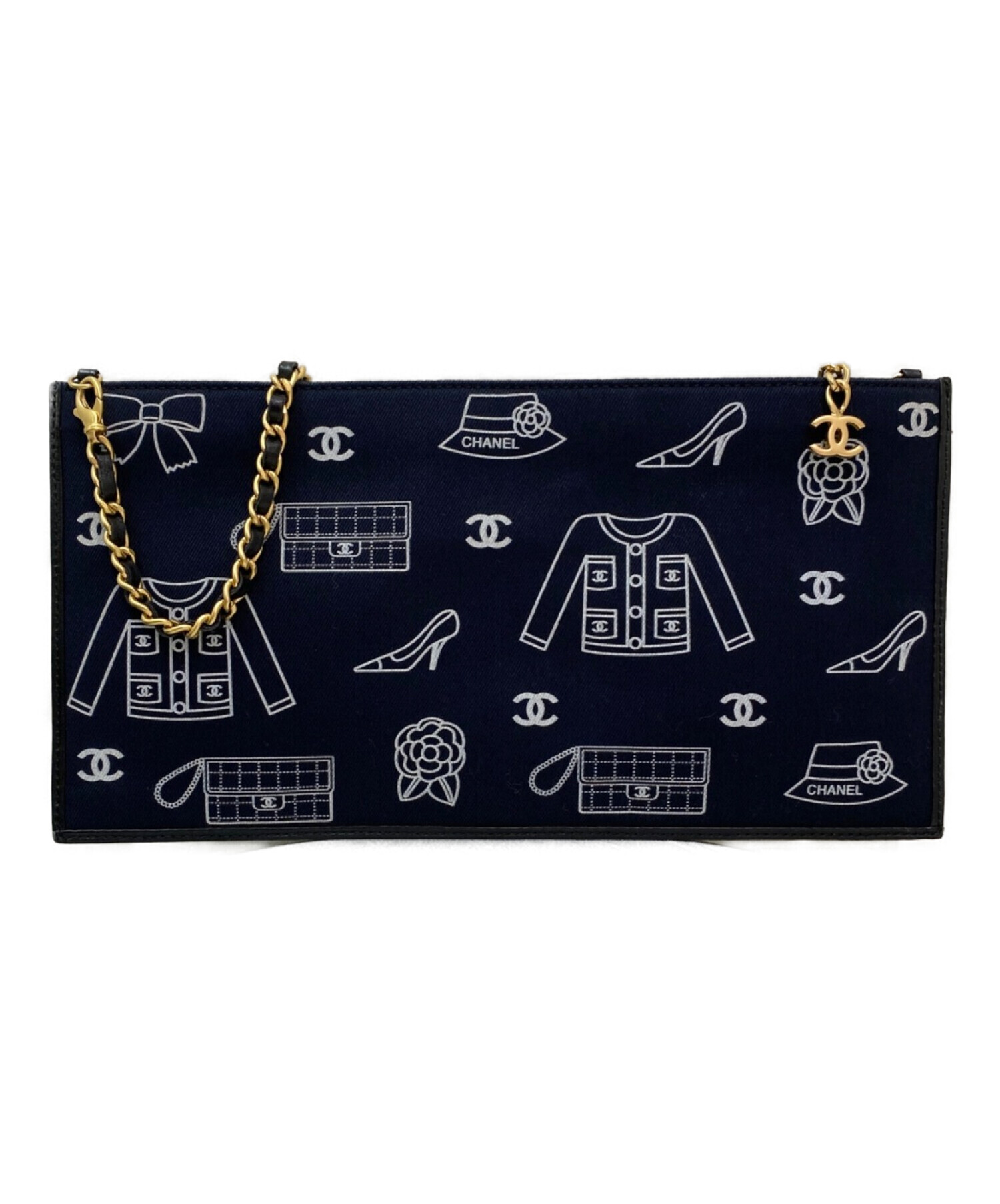 中古・古着通販】CHANEL (シャネル) チェーンキャンバススクエアハンド 