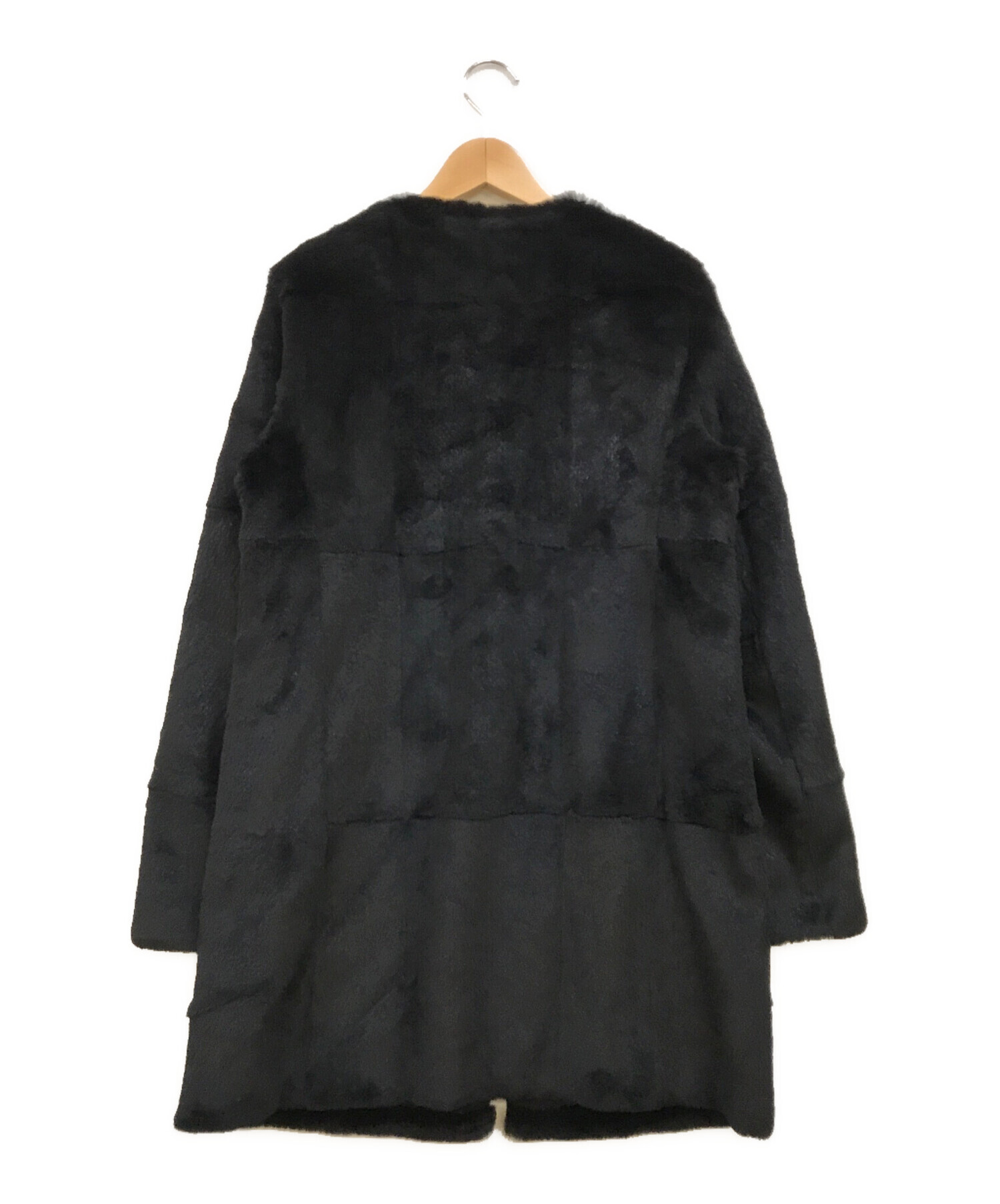 MaxMara STUDIO ウール ラビットファー コート MaxMara ラビットファーコート 黒