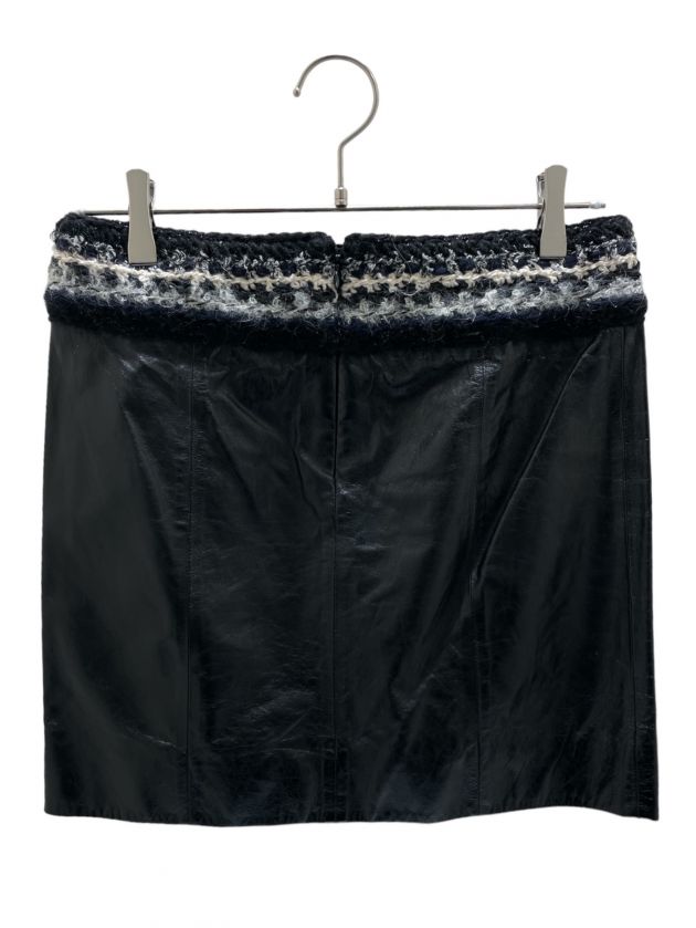 中古・古着通販】CHANEL (シャネル) レザースカート ブラック サイズ 