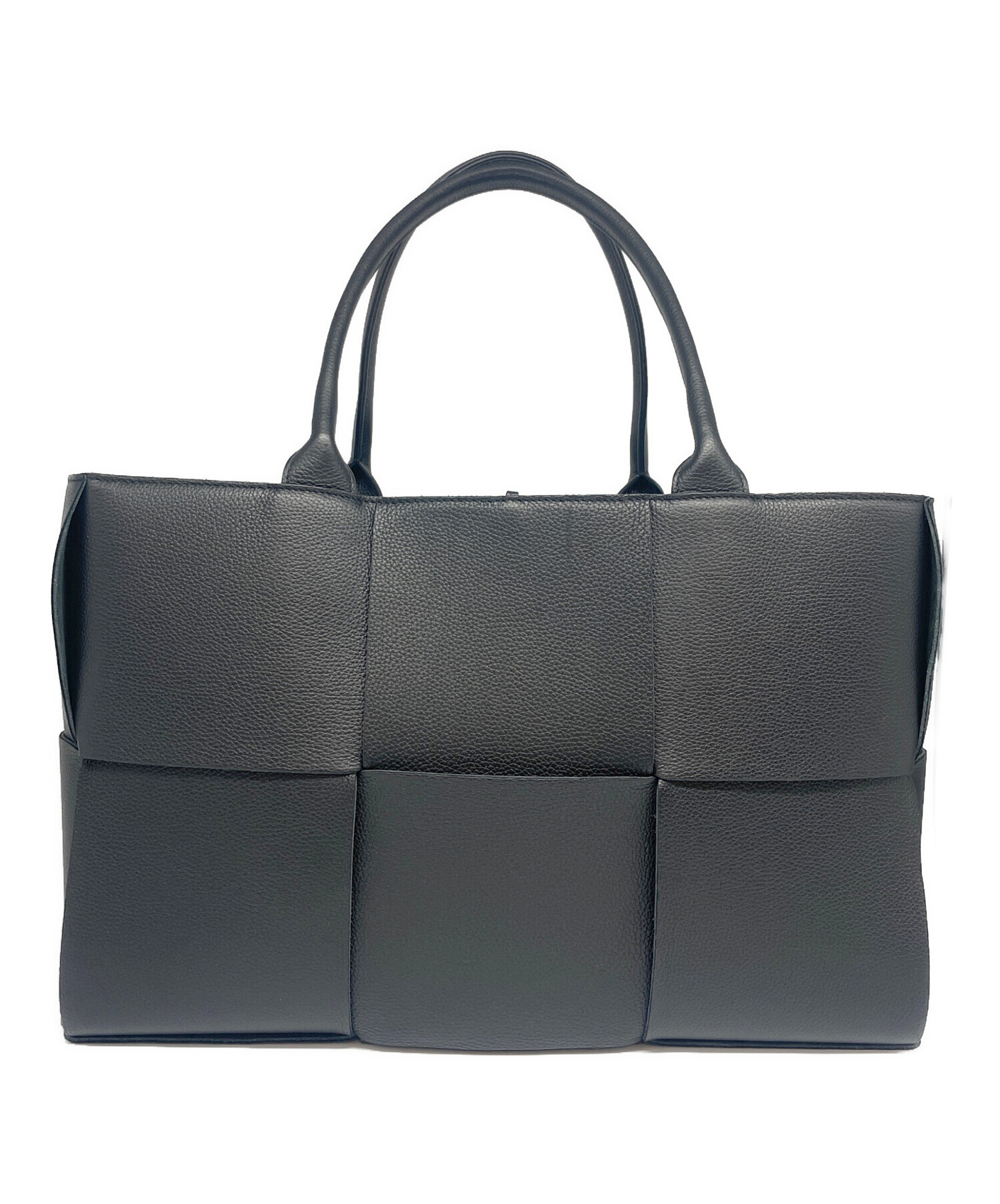 ボッテガ ヴェネタ】Bottega Veneta マキシイントレチャート ミディアム アルコ トートバッグ カーキ 固 【中古】【鑑定済・ 【ボッテガヴェネタ】黒 トートバッグ　正規品　【アルコ】