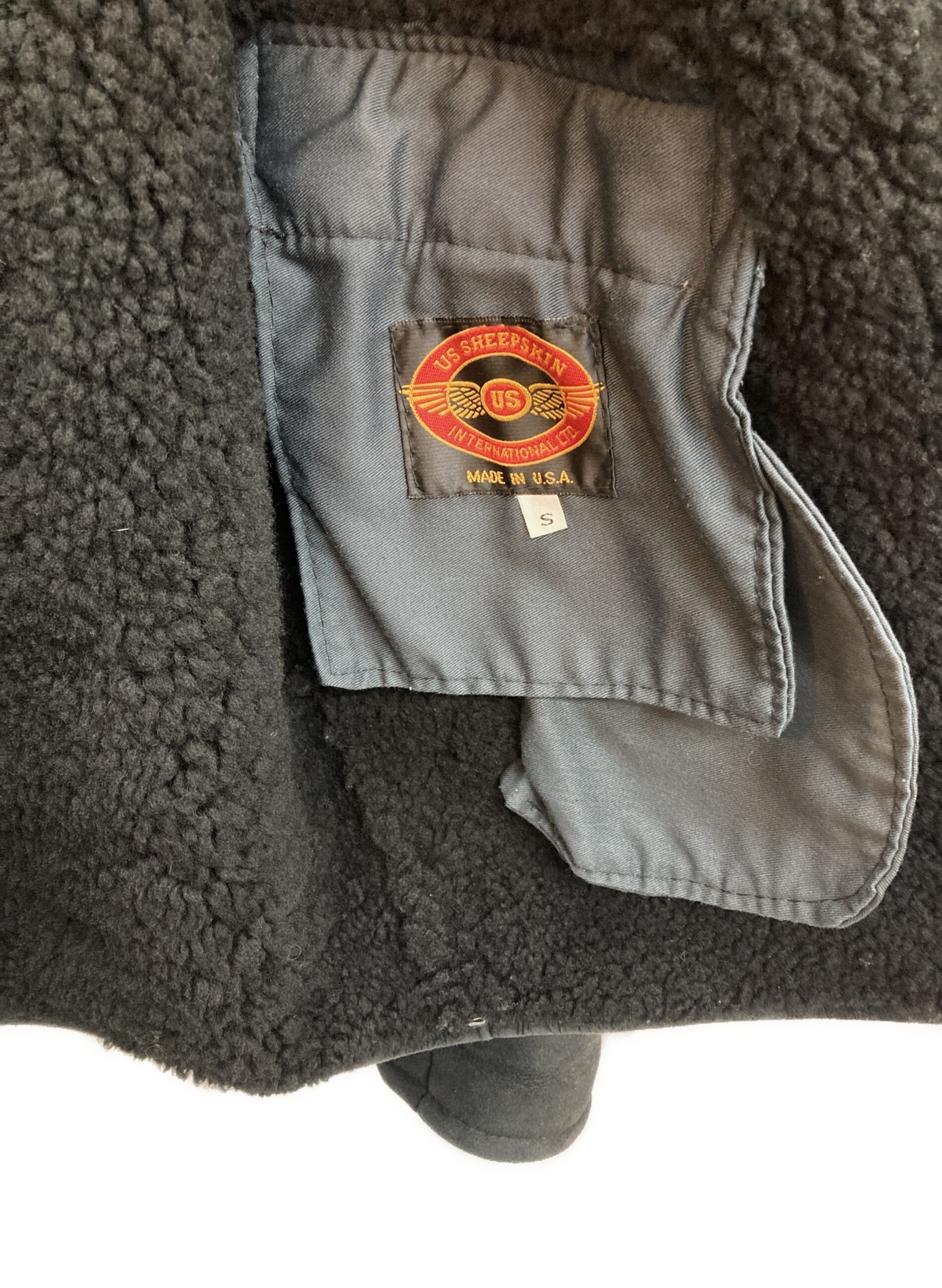 US SHEEPSKIN (USシープスキン) フライトジャケット ブラック サイズ:S