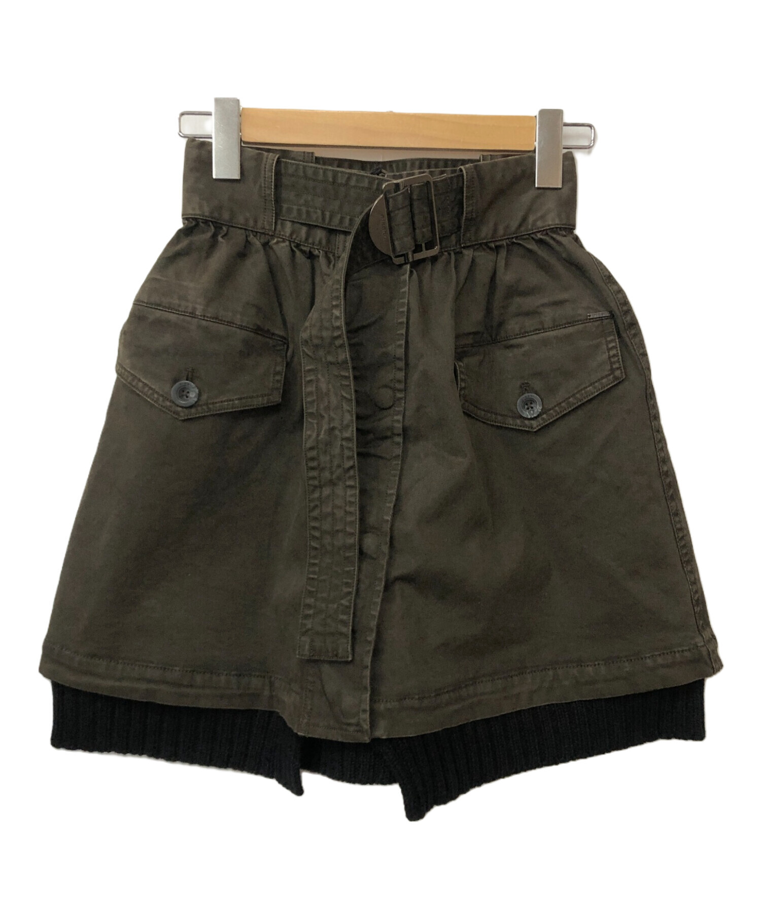 中古・古着通販】DIESEL (ディーゼル) ミリタリースカート カーキ 