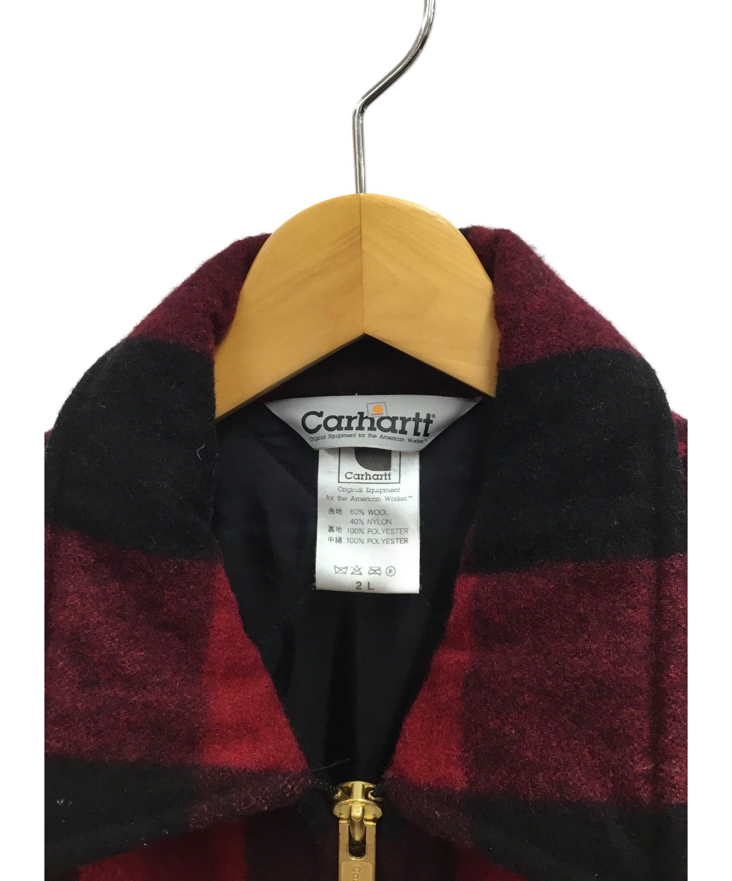 CarHartt (カーハート) ウールジャケット レッド×ブラック サイズ:2L
