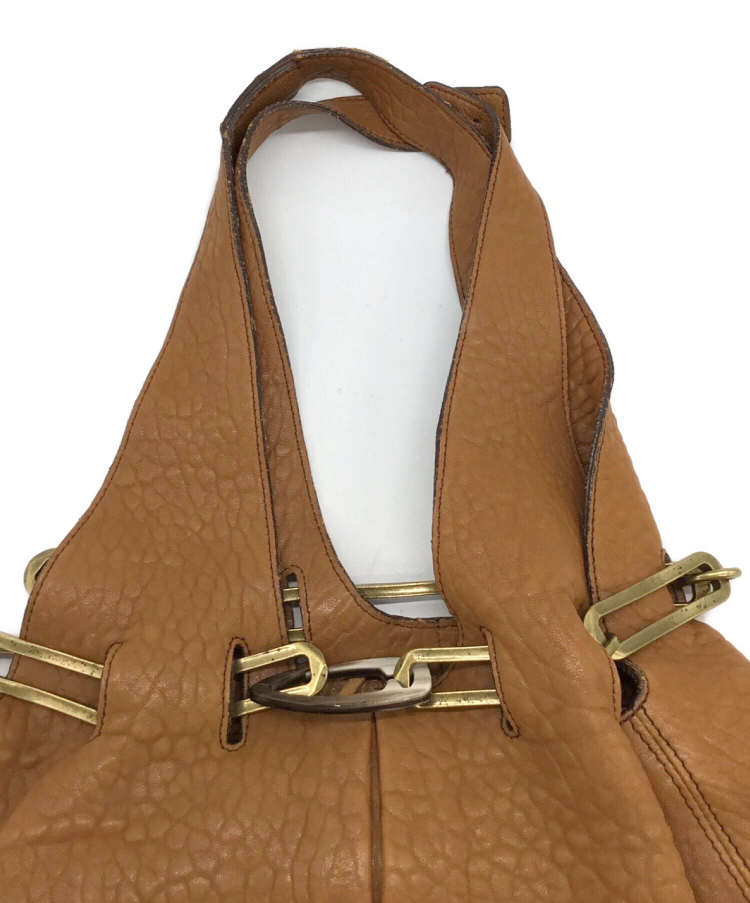 Cesaire セゼール グレーベージュ レザー バッグ チェーン装飾 Cesaire