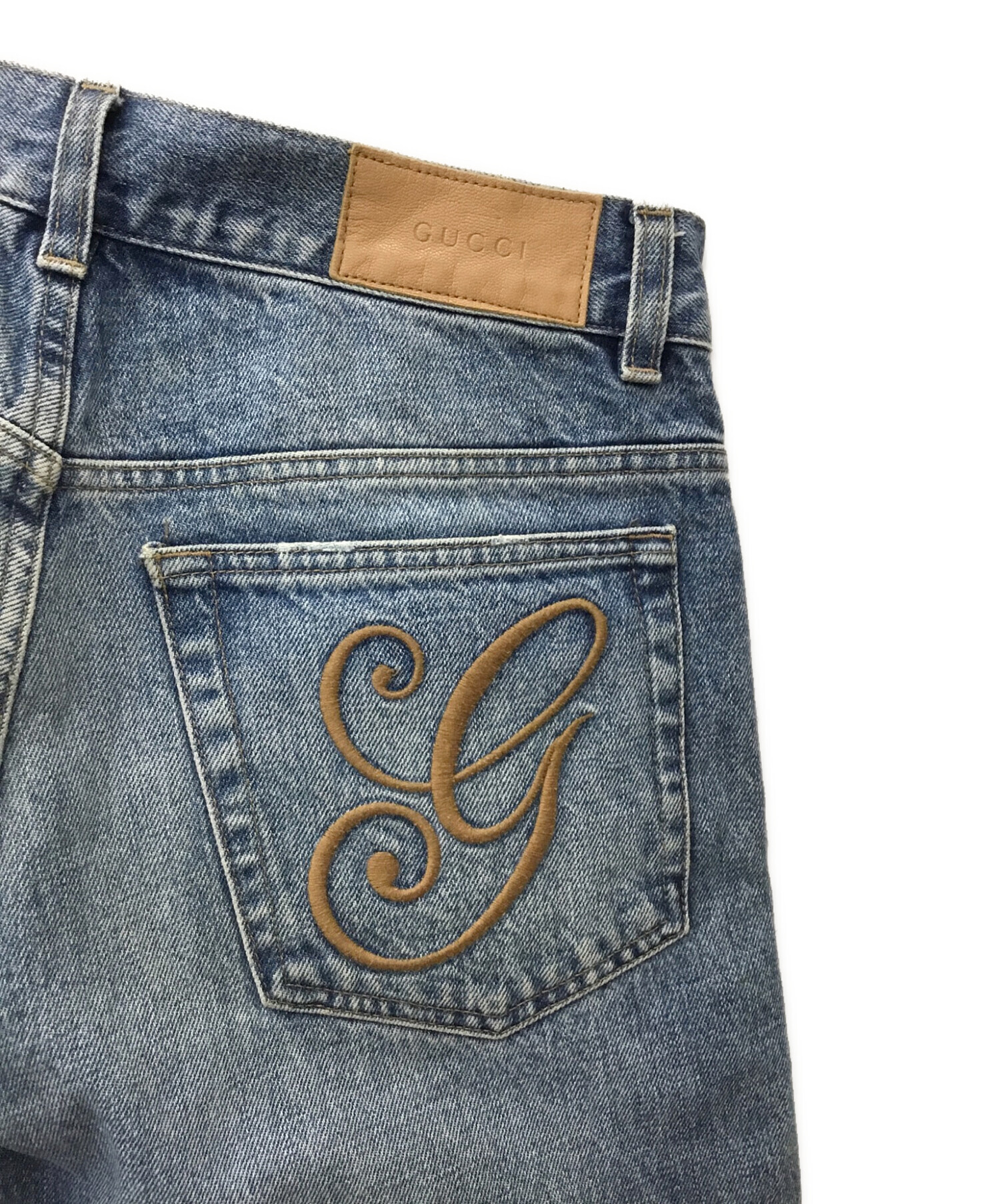中古・古着通販】GUCCI (グッチ) バック刺繍ジーンズ インディゴ 