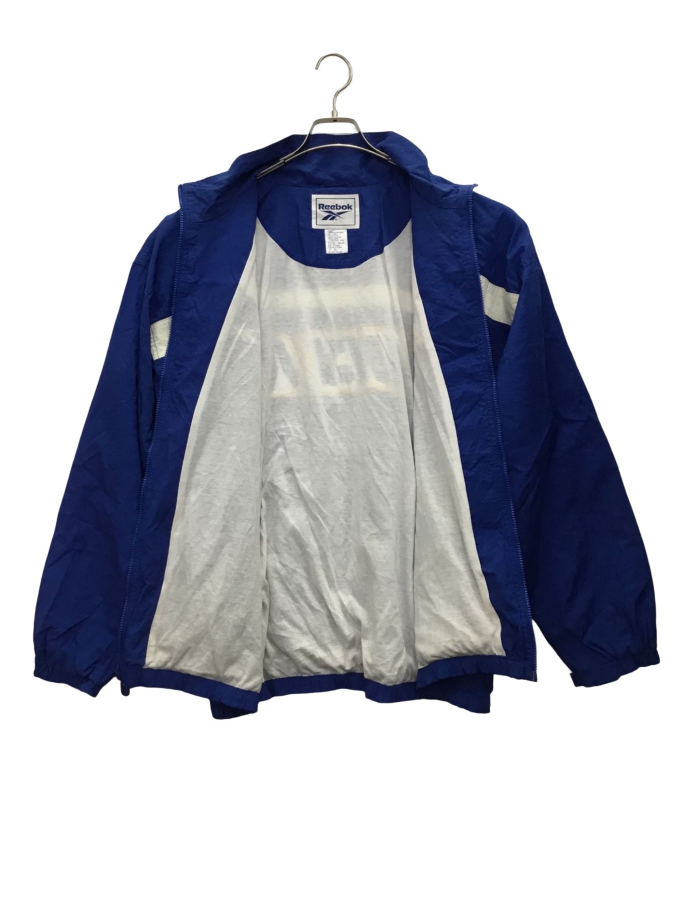 REEBOK (リーボック) ナイロンジャケット ブルー×ホワイト サイズ:XL