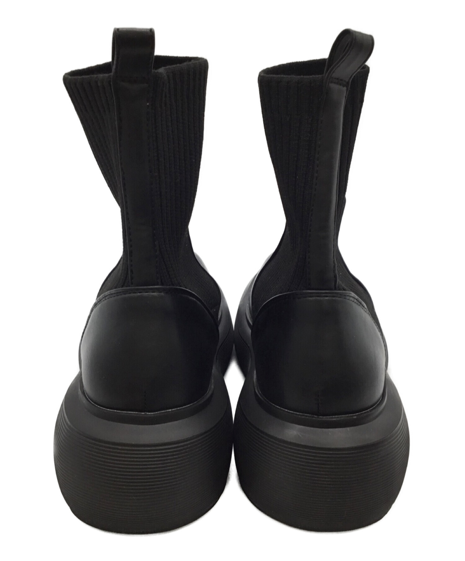 JEANASIS (ジーナシス) ニットゴア厚底ブーツ ブラック サイズ:L（約24-24.5cm） 未使用品