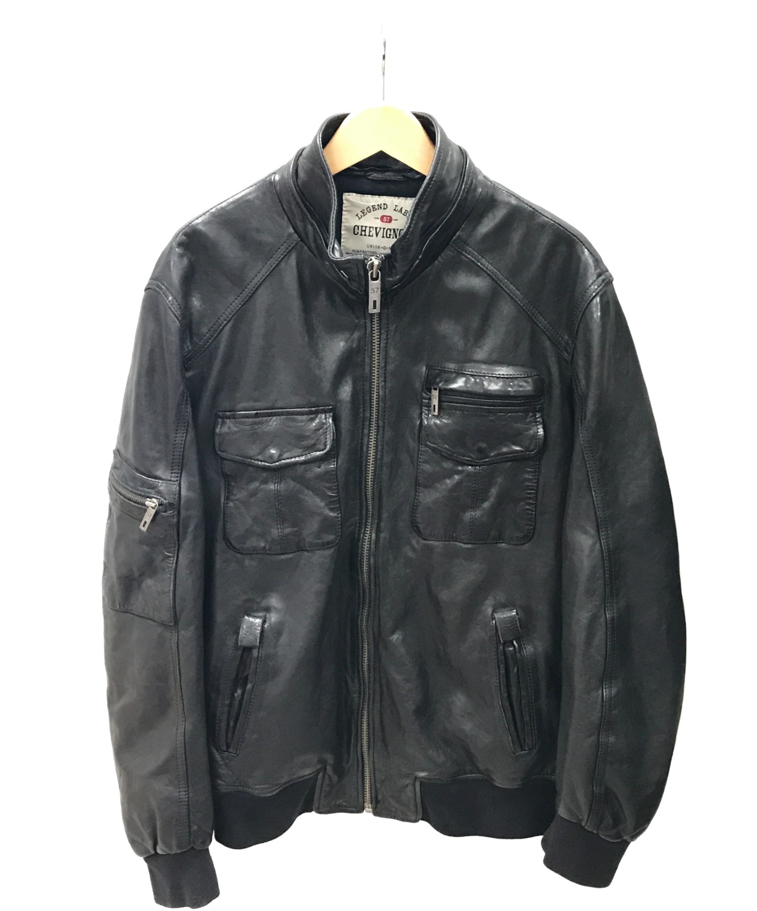 CHEVIGNON (シェビニオン) レザージャケット ブラック サイズ:54 冬物