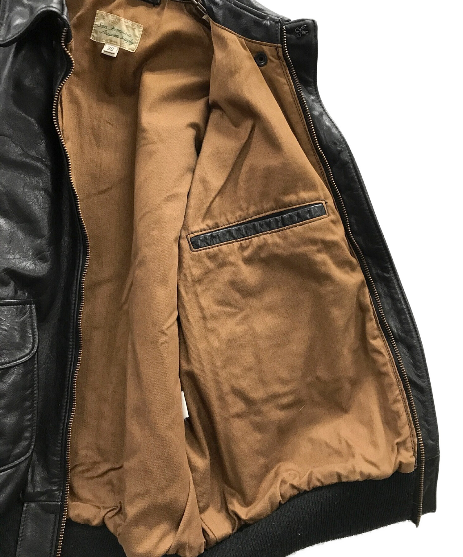 San Francisco Avation supply (サンフランシスコ・アビエーションサプライ) レザージャケット ブラック サイズ:UK38