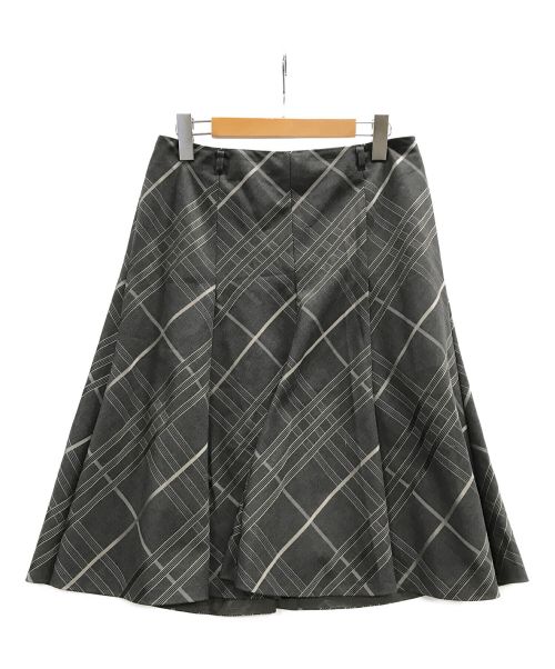 バーバリー フレアスカート 38サイズ 綿麻 - ひざ丈スカート