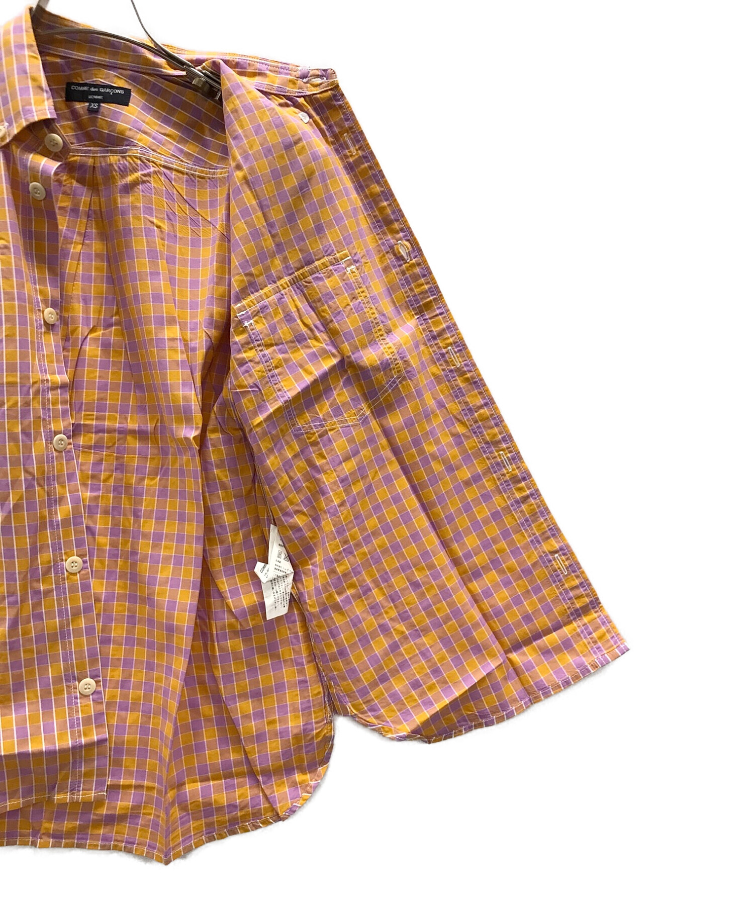 COMME des GARCONS HOMME (コムデギャルソン オム) チェックシャツ オレンジ×ピンク サイズ:XS