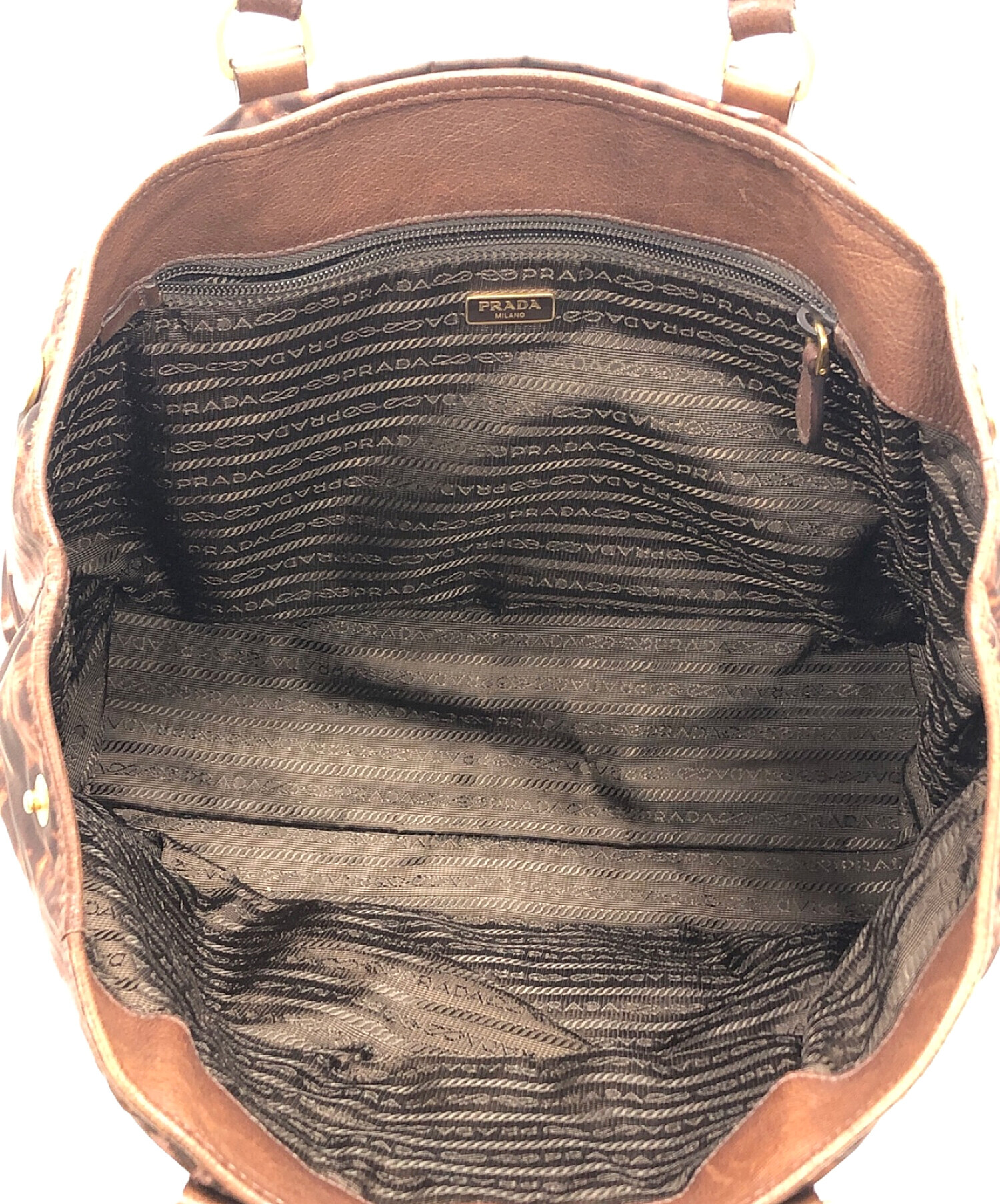 中古・古着通販】PRADA (プラダ) トートバッグ ブラウン サイズ:実寸 