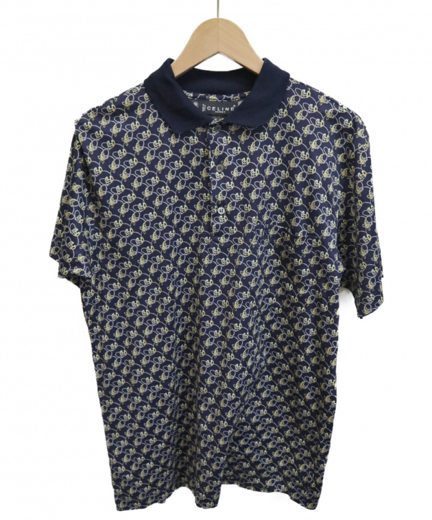 中古・古着通販】CELINE (セリーヌ) 総柄ポロシャツ ネイビー サイズ 