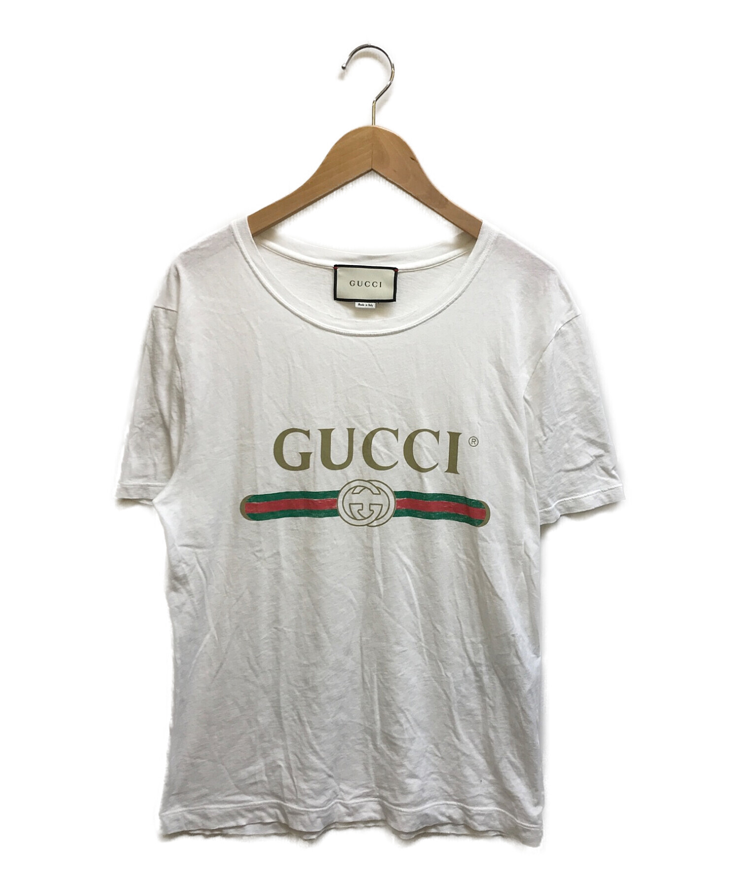 GUCCI (グッチ) ウォッシュドオーバーサイズ Tシャツ ホワイト サイズ:XS