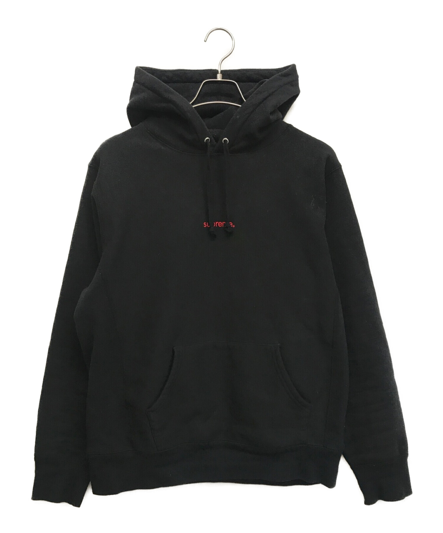Supreme (シュプリーム) Micro Logo Hooded Sweatshirt/マイクロロゴフーディスウェットシャツ ブラック サイズ:Ｍ