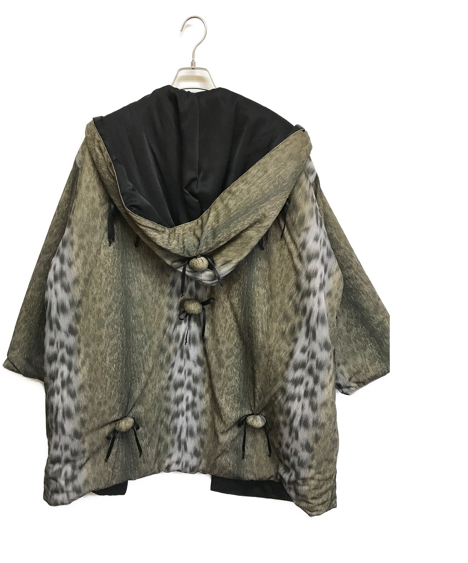 伊太利屋 ファーコート 女優襟 総柄裏地