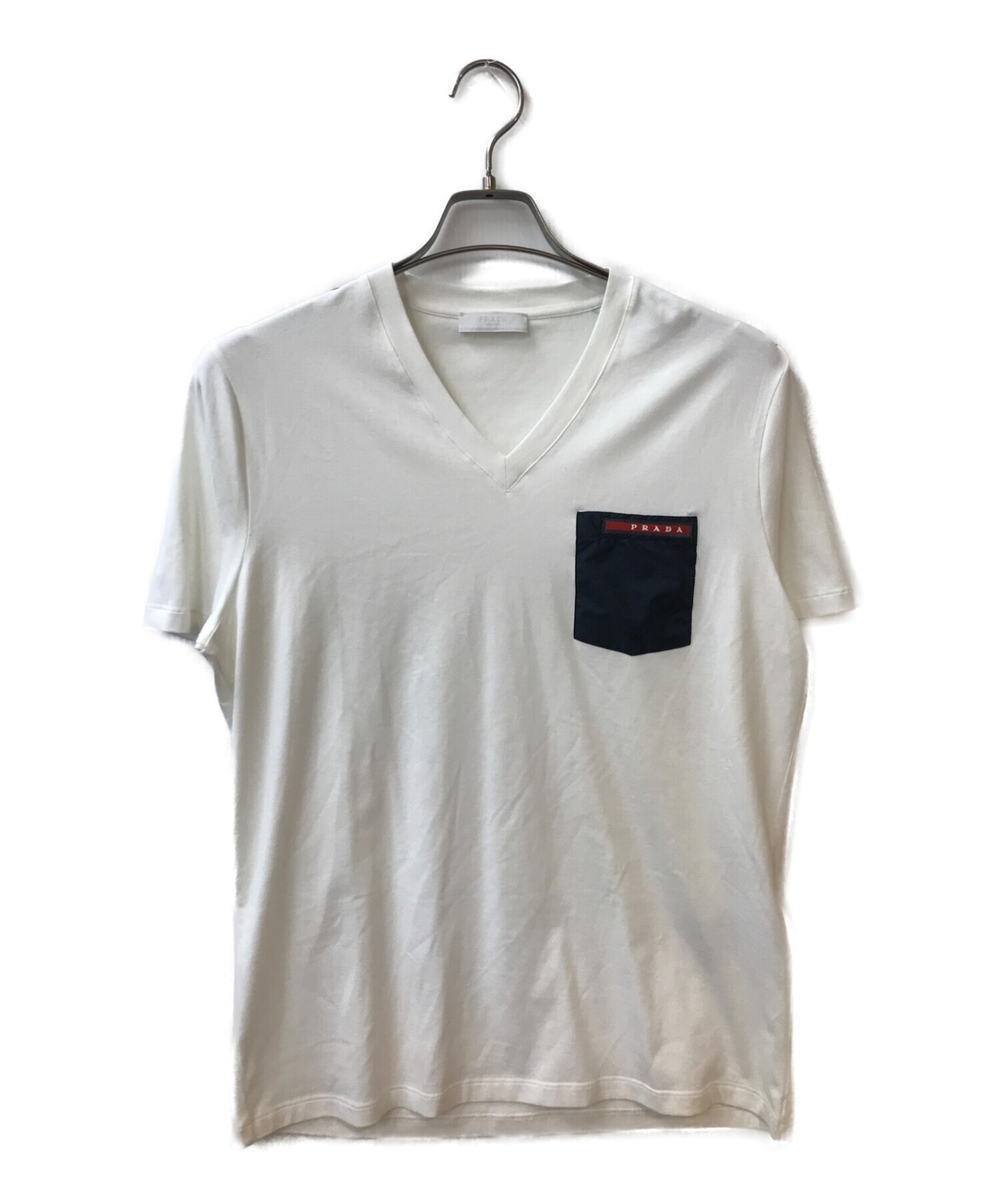 SALE　正規品　プラダ　PRADA　ポケットロゴ　VネックTシャツ　XS