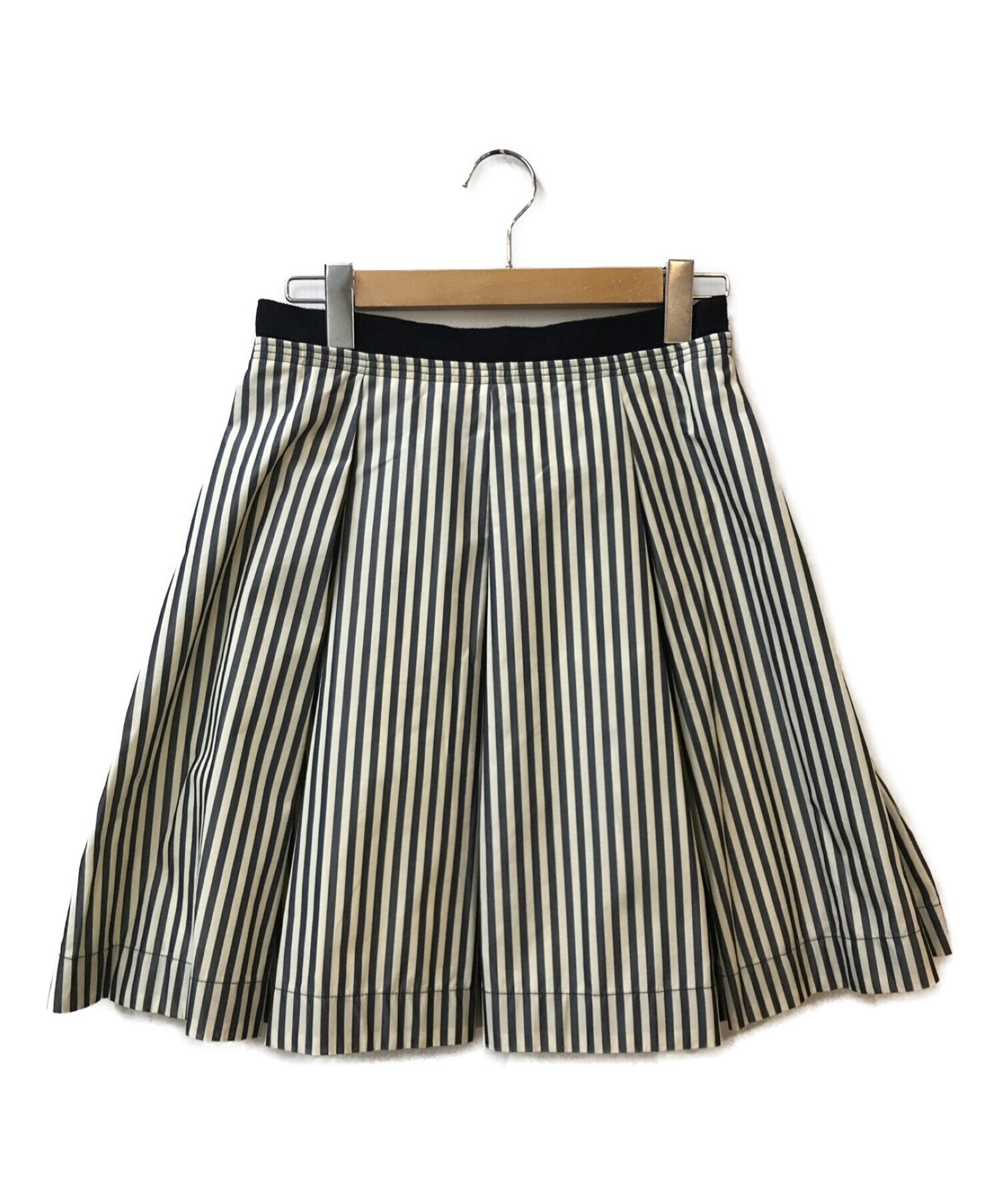 MONCLER (モンクレール) Navy blue Pleated striped skirt ホワイト サイズ:42